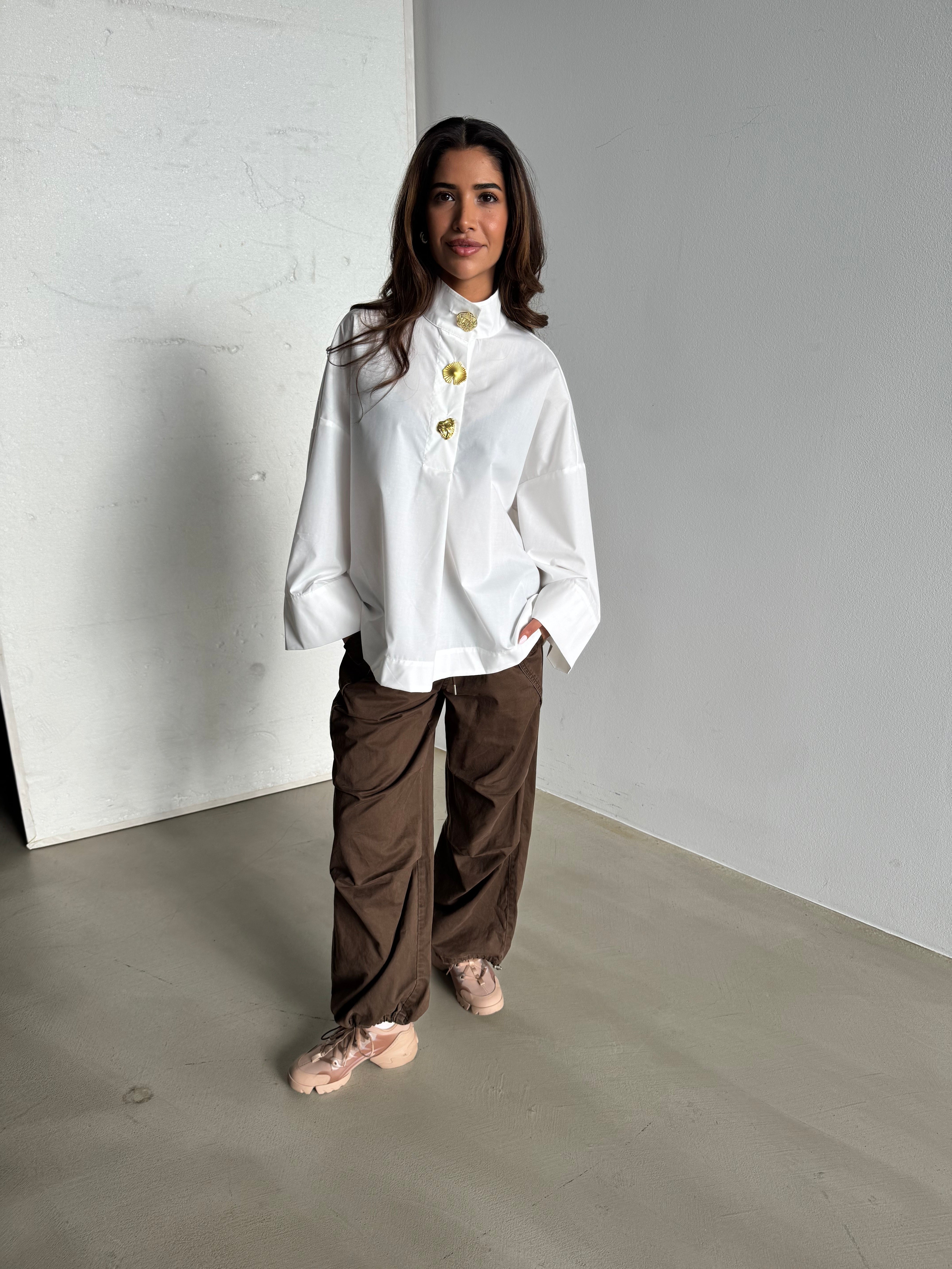 Klara High Neck Shirt - White