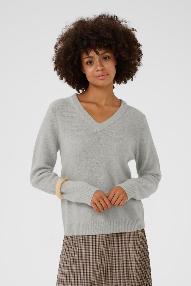 Asima Katrina VN Pullover - Mid Grey Melange