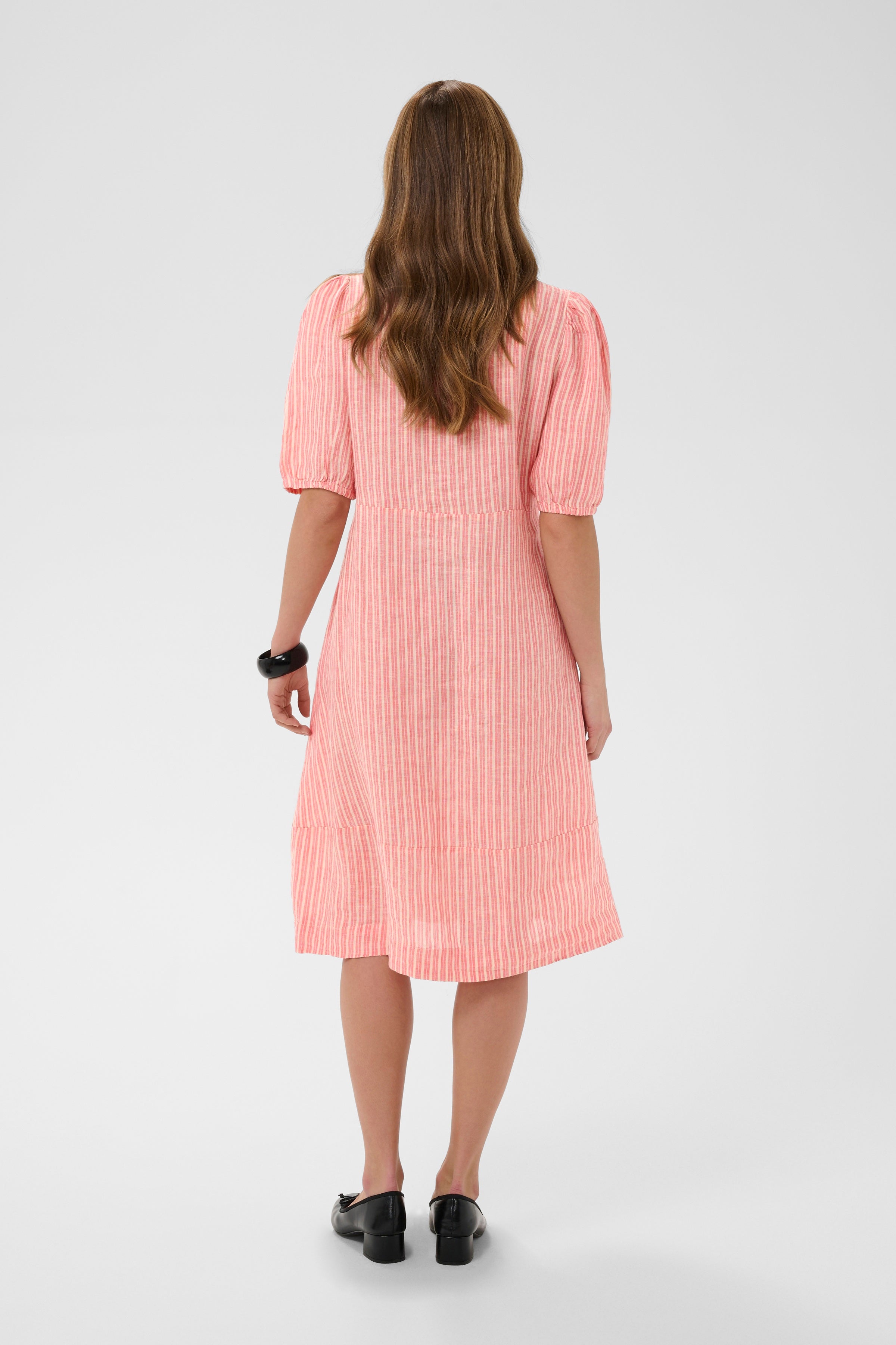 Aniela Molly SS Placket Dress  - Sugar Coral/Whitecap Stripe
