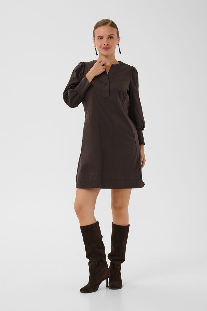KIEA ANTOINETT 3/4 RIB DRESS - Demitasse