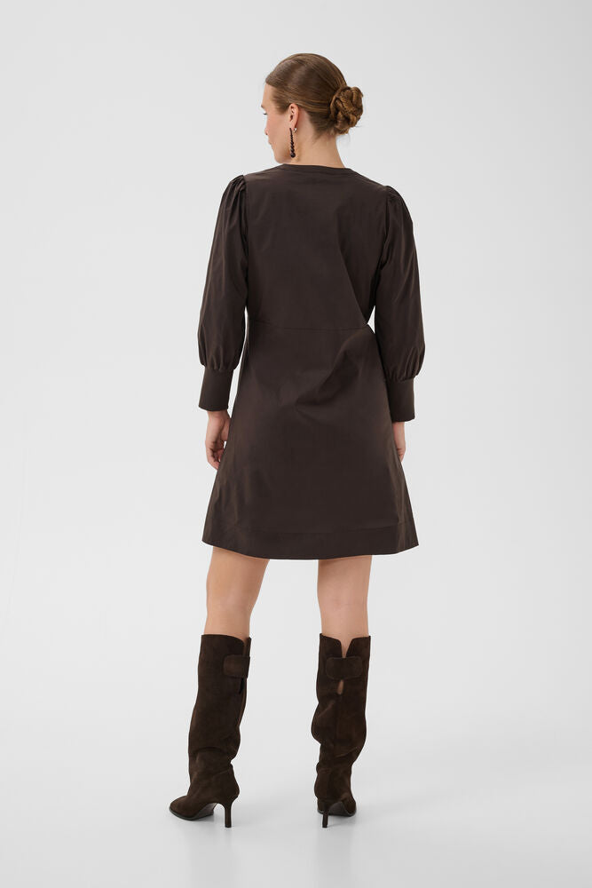 KIEA ANTOINETT 3/4 RIB DRESS - Demitasse