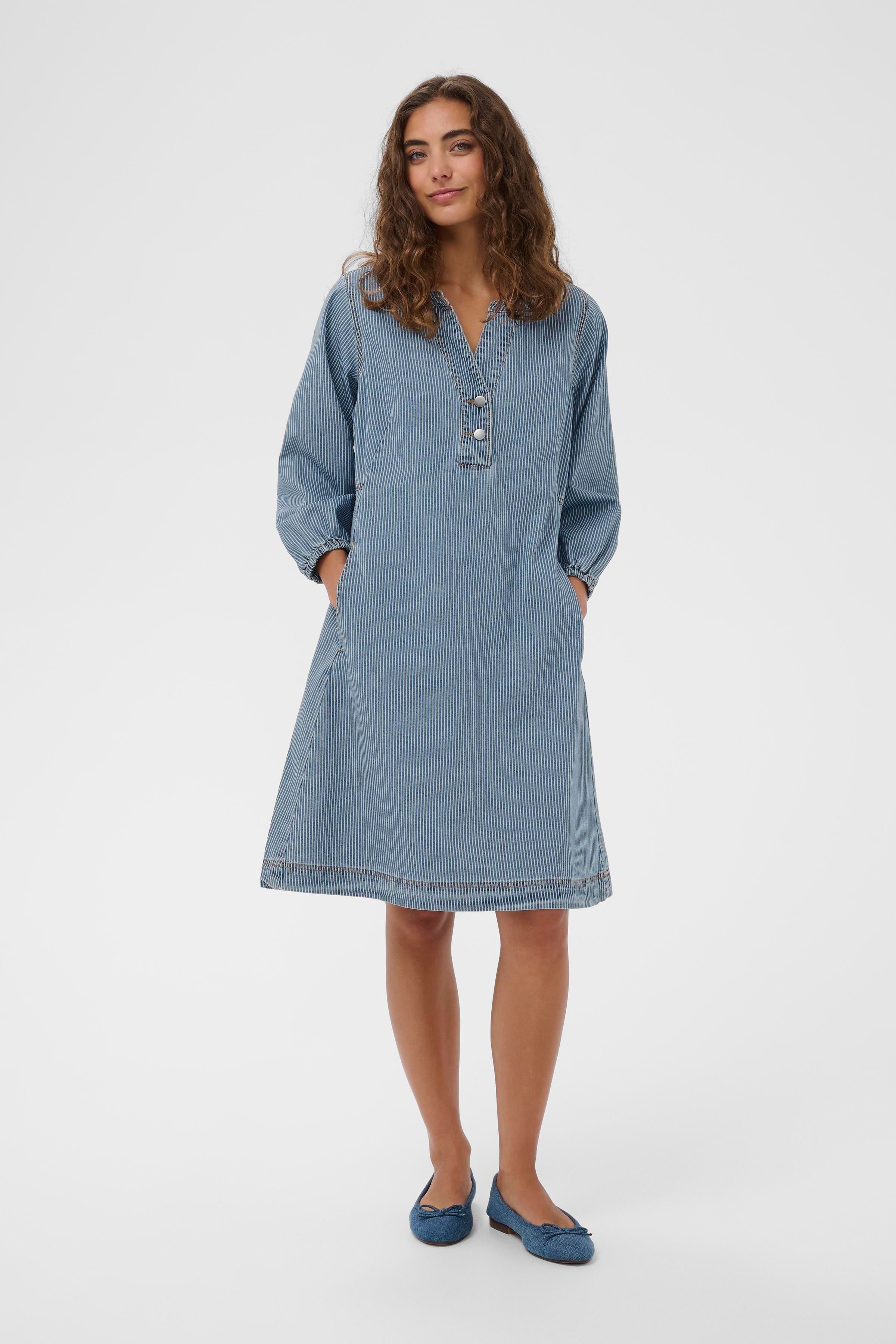 Ayna Dress - Blue/White Stripes