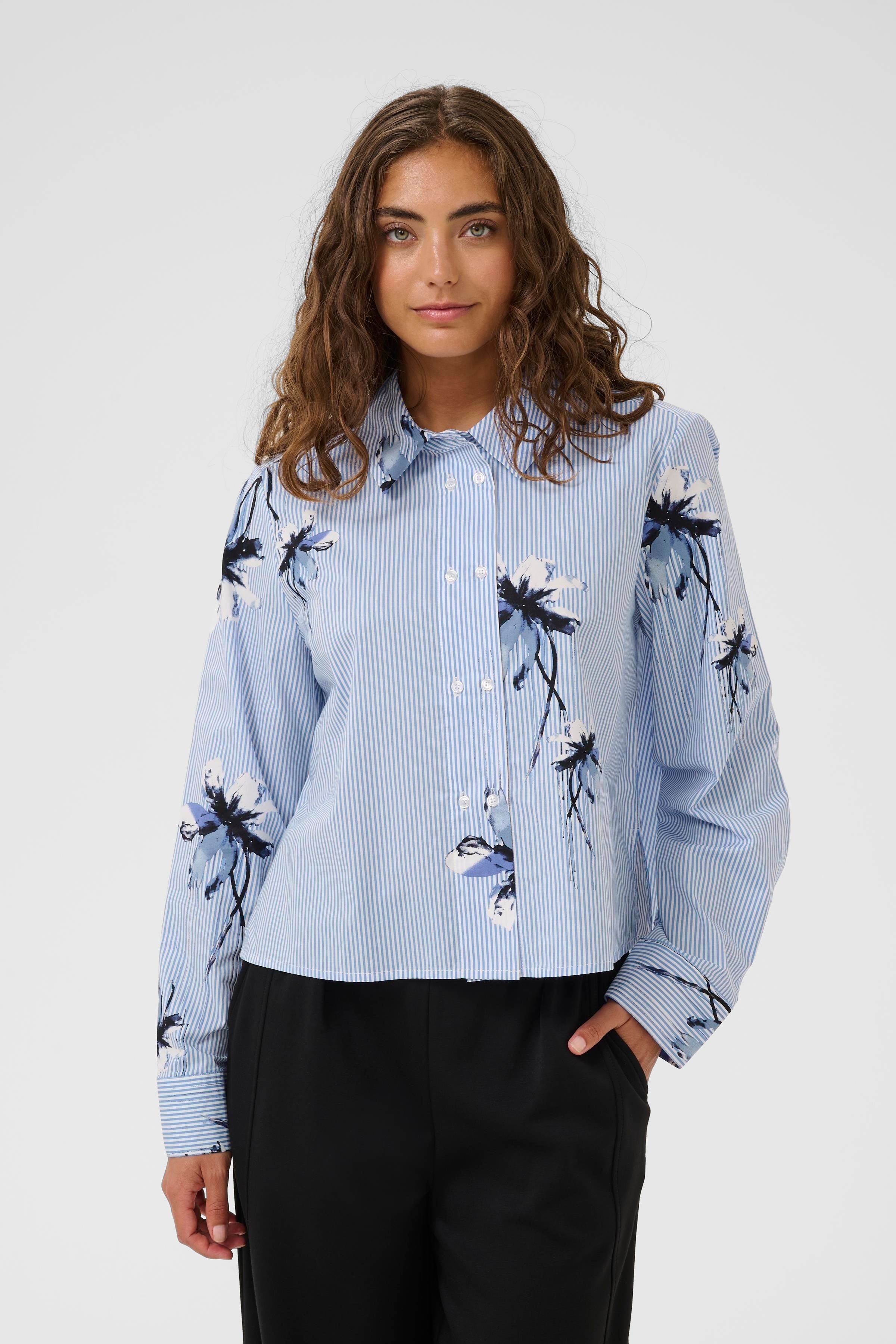 Brila Shirt - Blue Flower Stripe