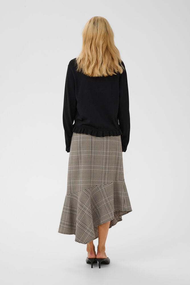 Clare Annemarie Frill Vneck - Black