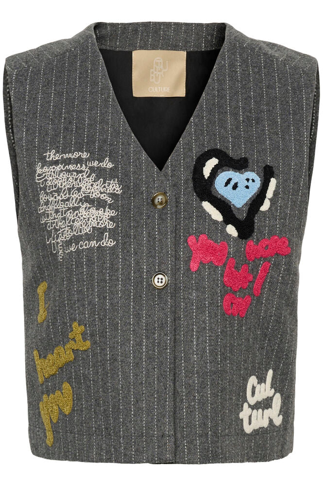 Kayla Waistcoat - Grey Pinstripe