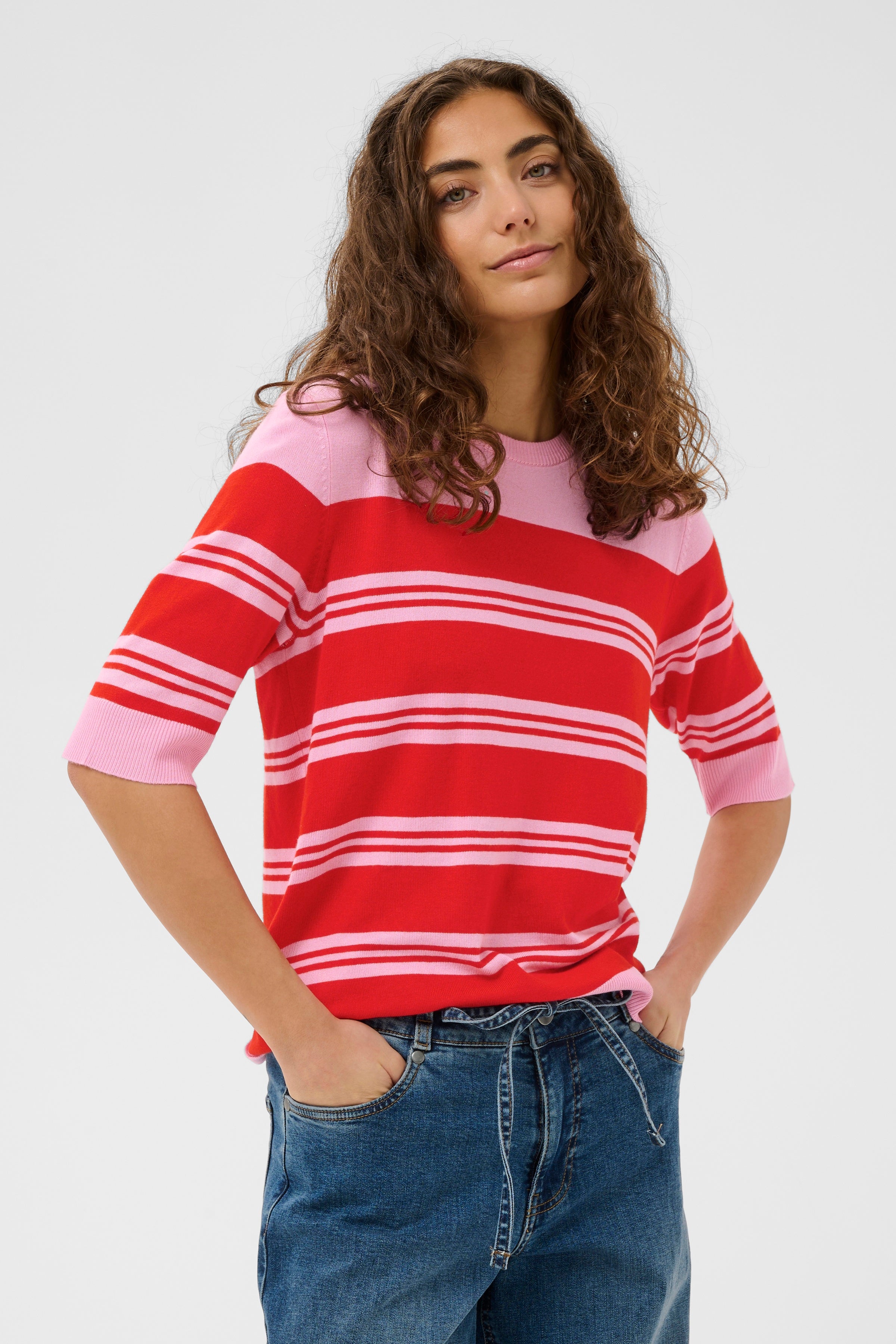 Merlo Annemette Pullover - Pink/Red Stripe