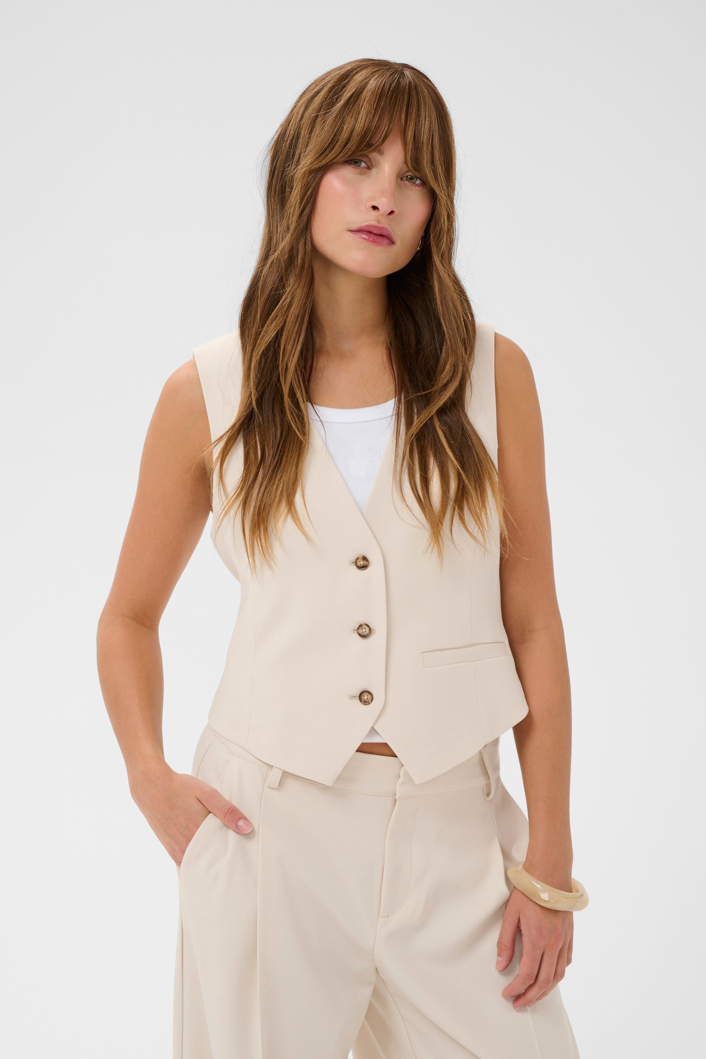 Nalina Waistcoat - Whitecap