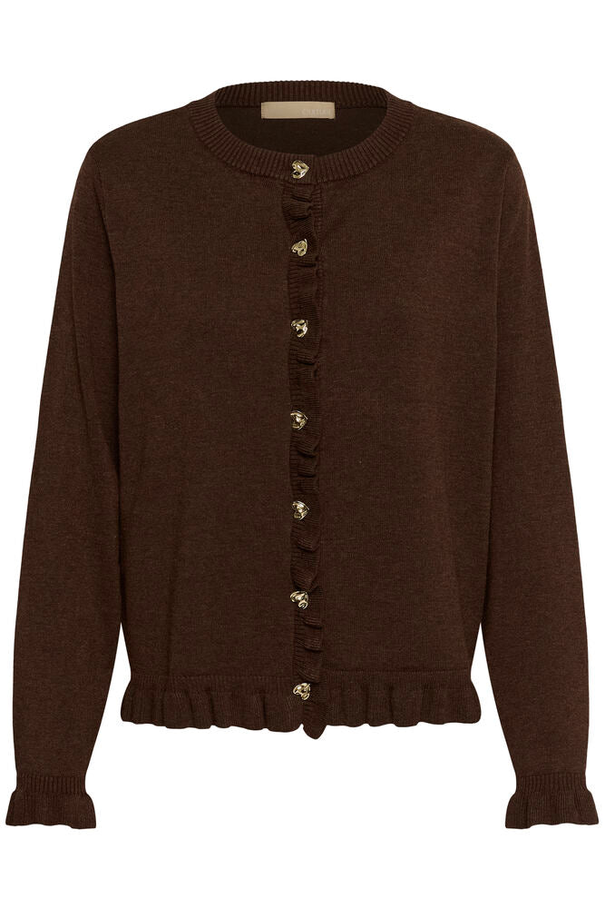 Clare Annemarie Frill Cardigan - Coffee Bean Melange