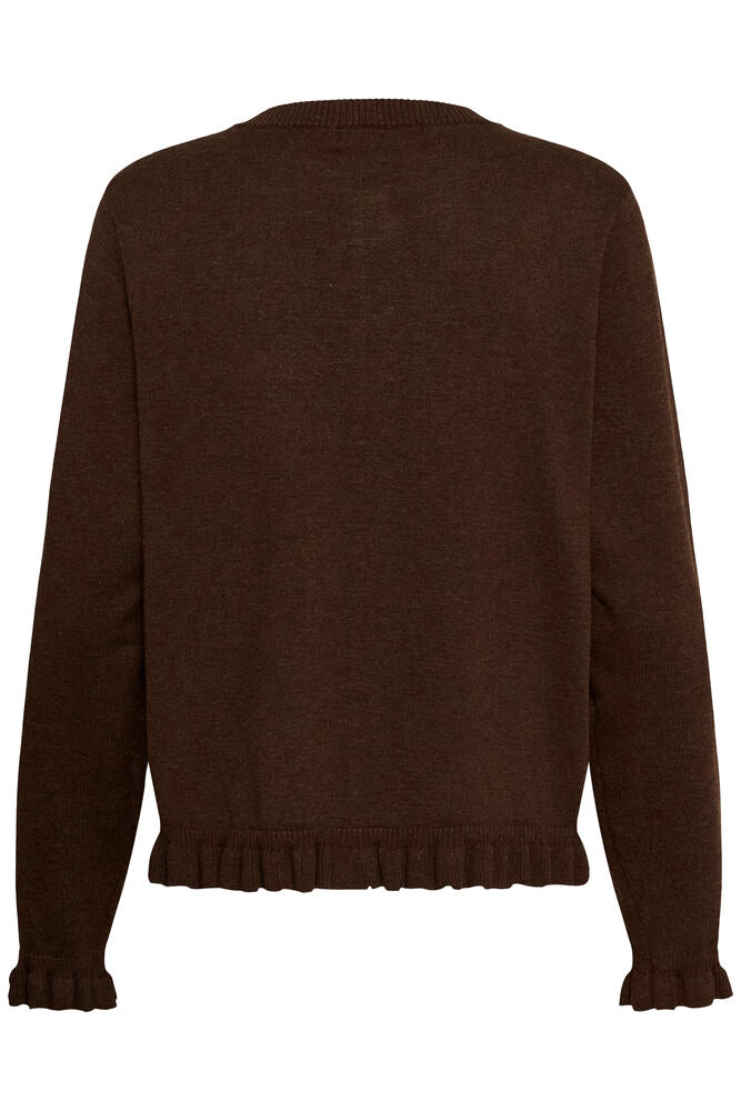 Clare Annemarie Frill Cardigan - Coffee Bean Melange