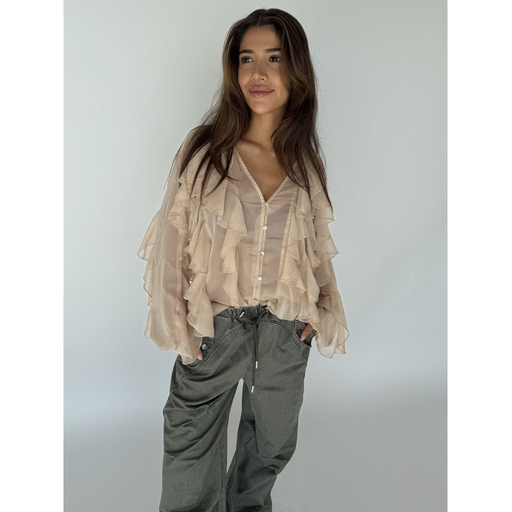 LISSA Flounce Blouse - Sand