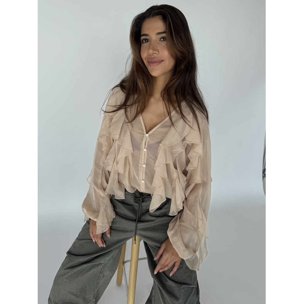 LISSA Flounce Blouse - Sand
