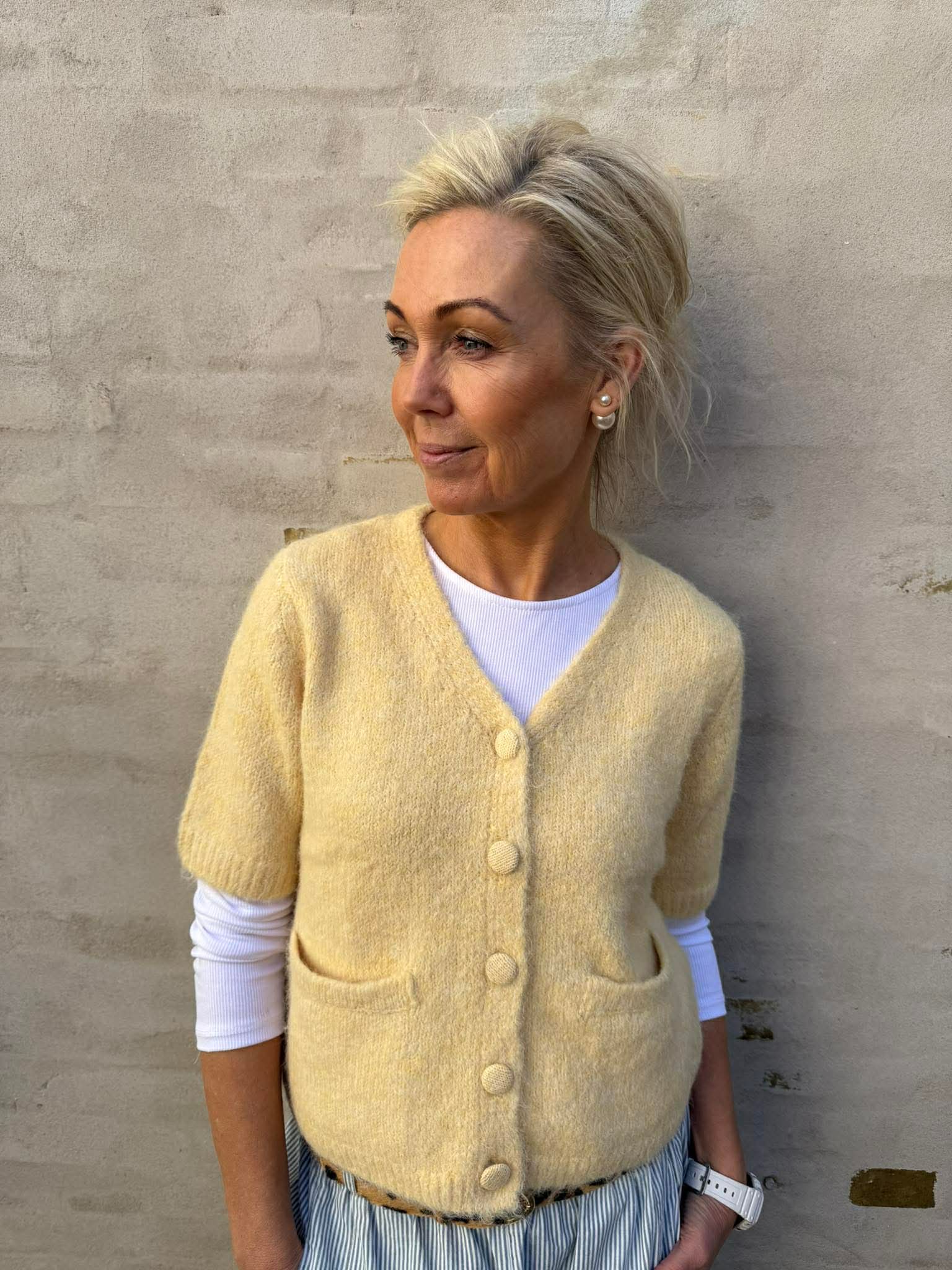 SAGGIA SS V-NECK Knit Cardigan - Sunlight Melange