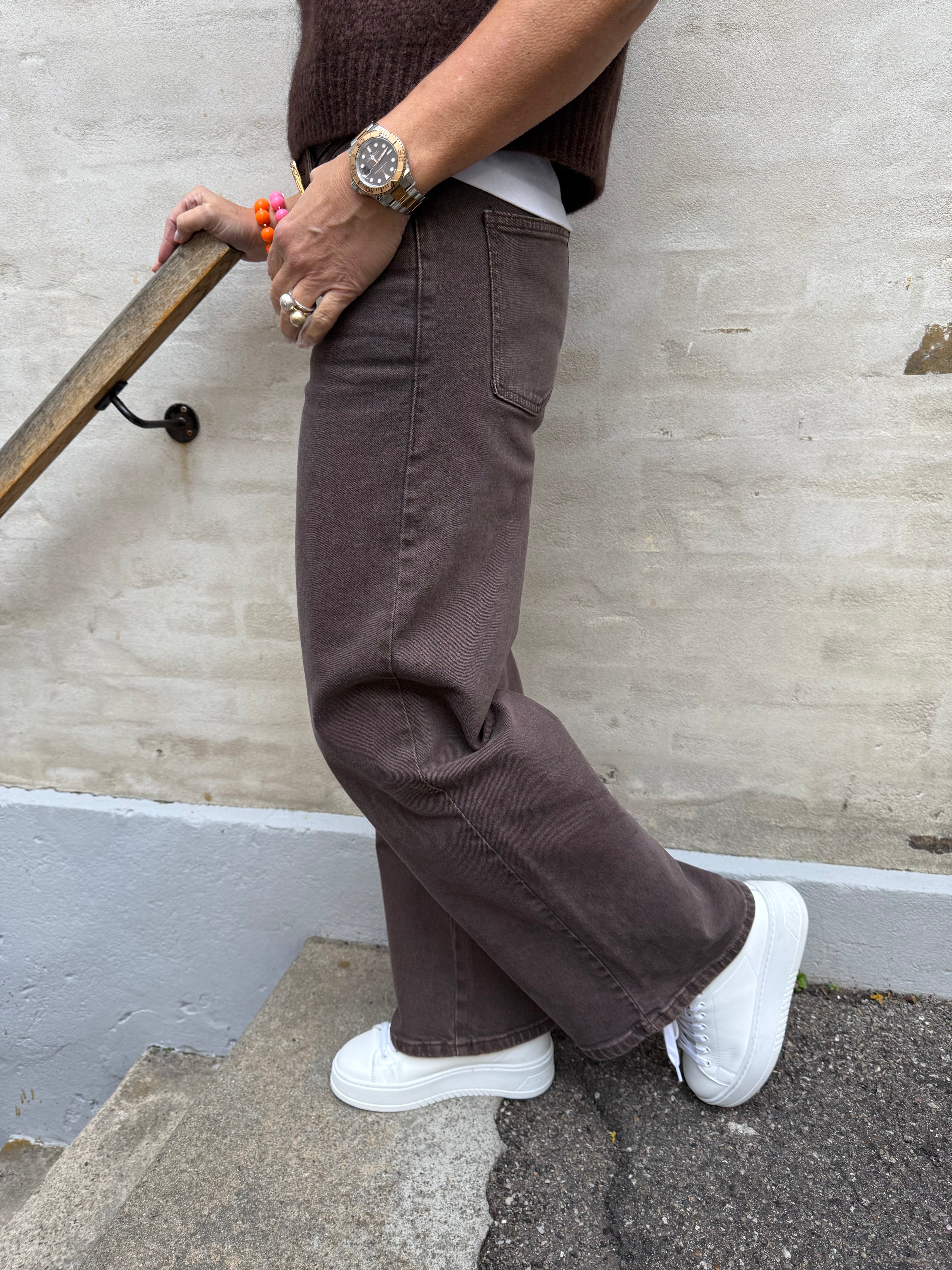 Selma Low Waist Wide Jeans - Hot Fudge