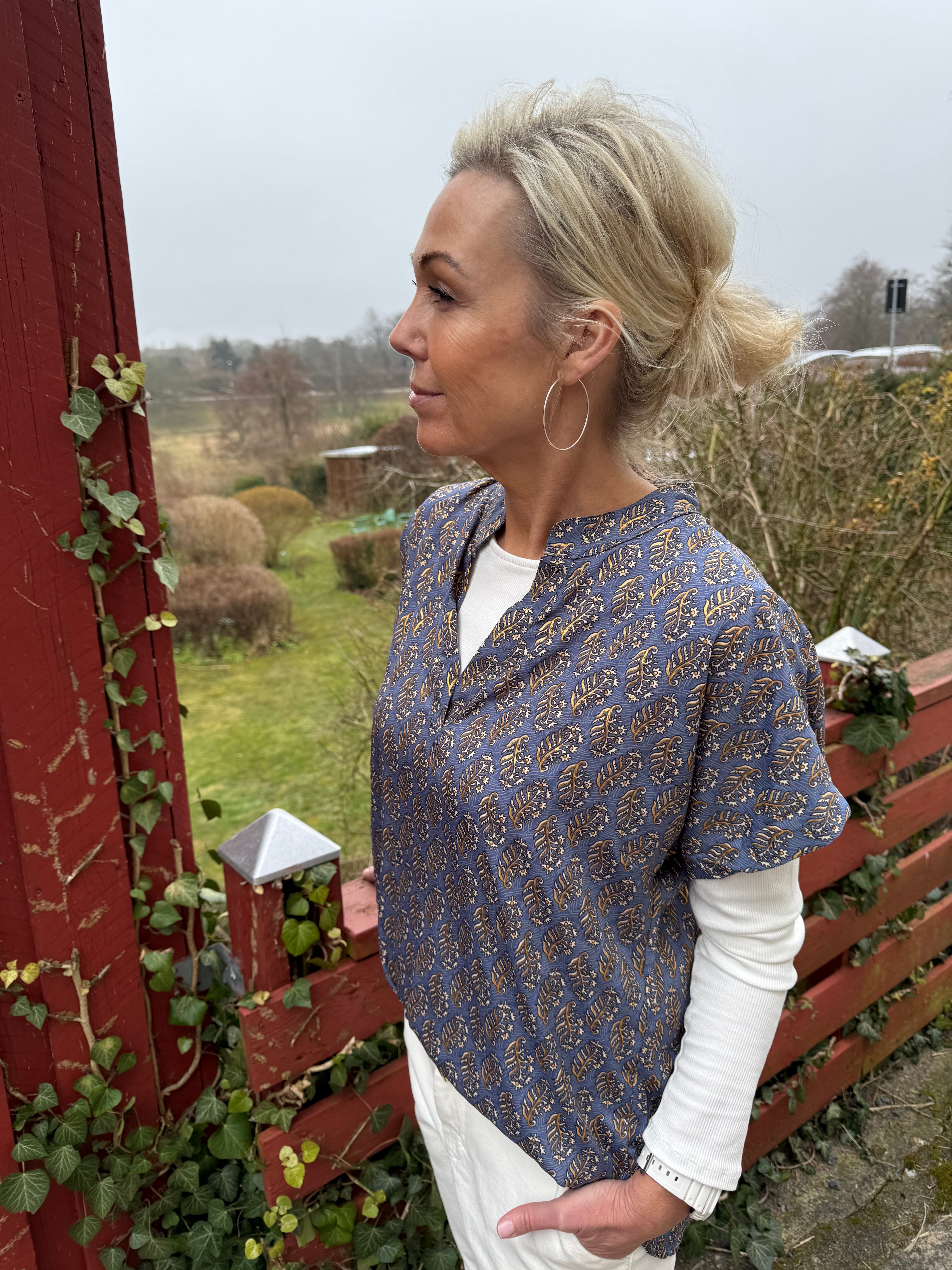 LUNA Andrea s/s Blouse - Blue Mist