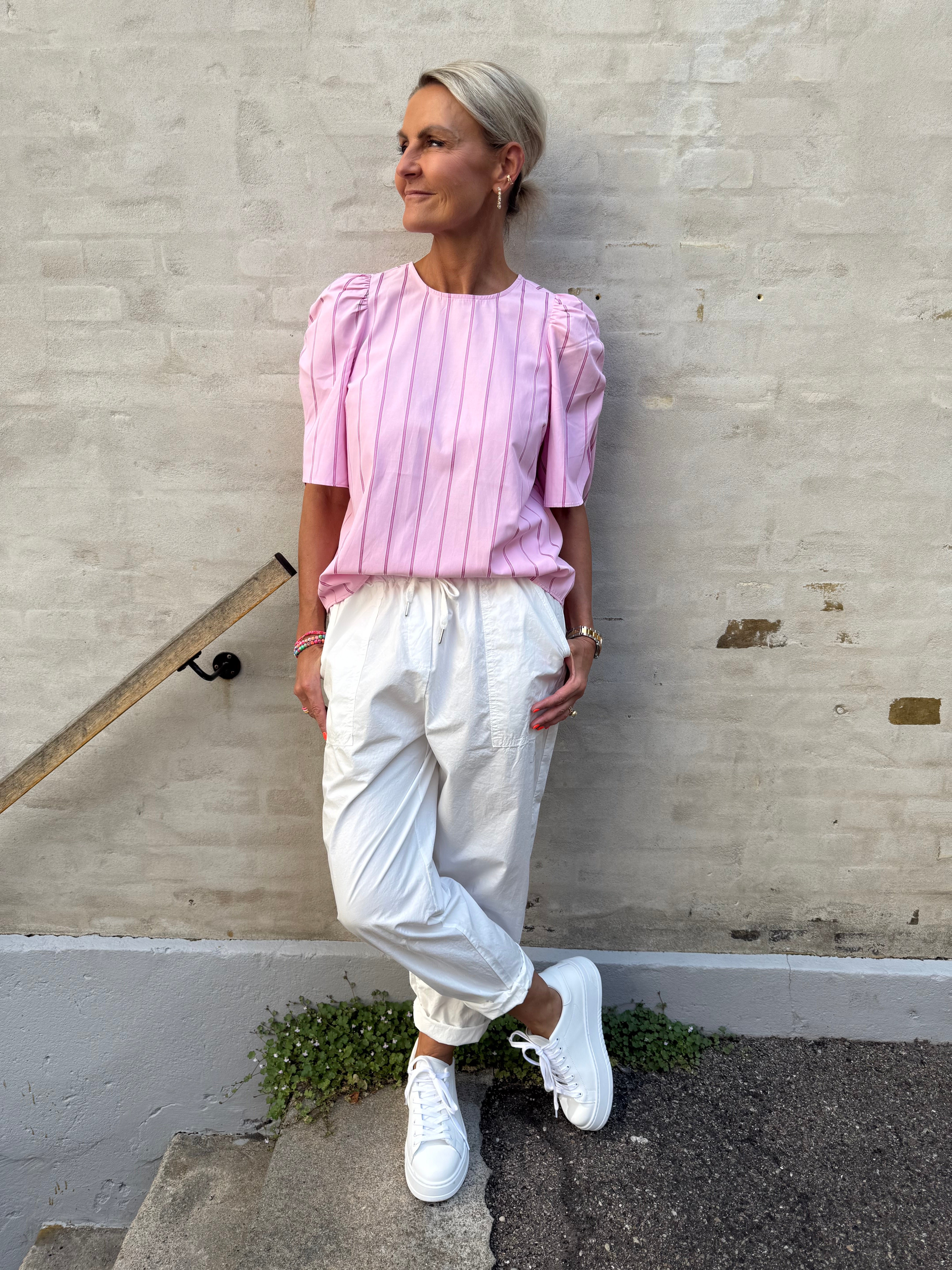 Rosalina Stripe Blouse - Pale Pink