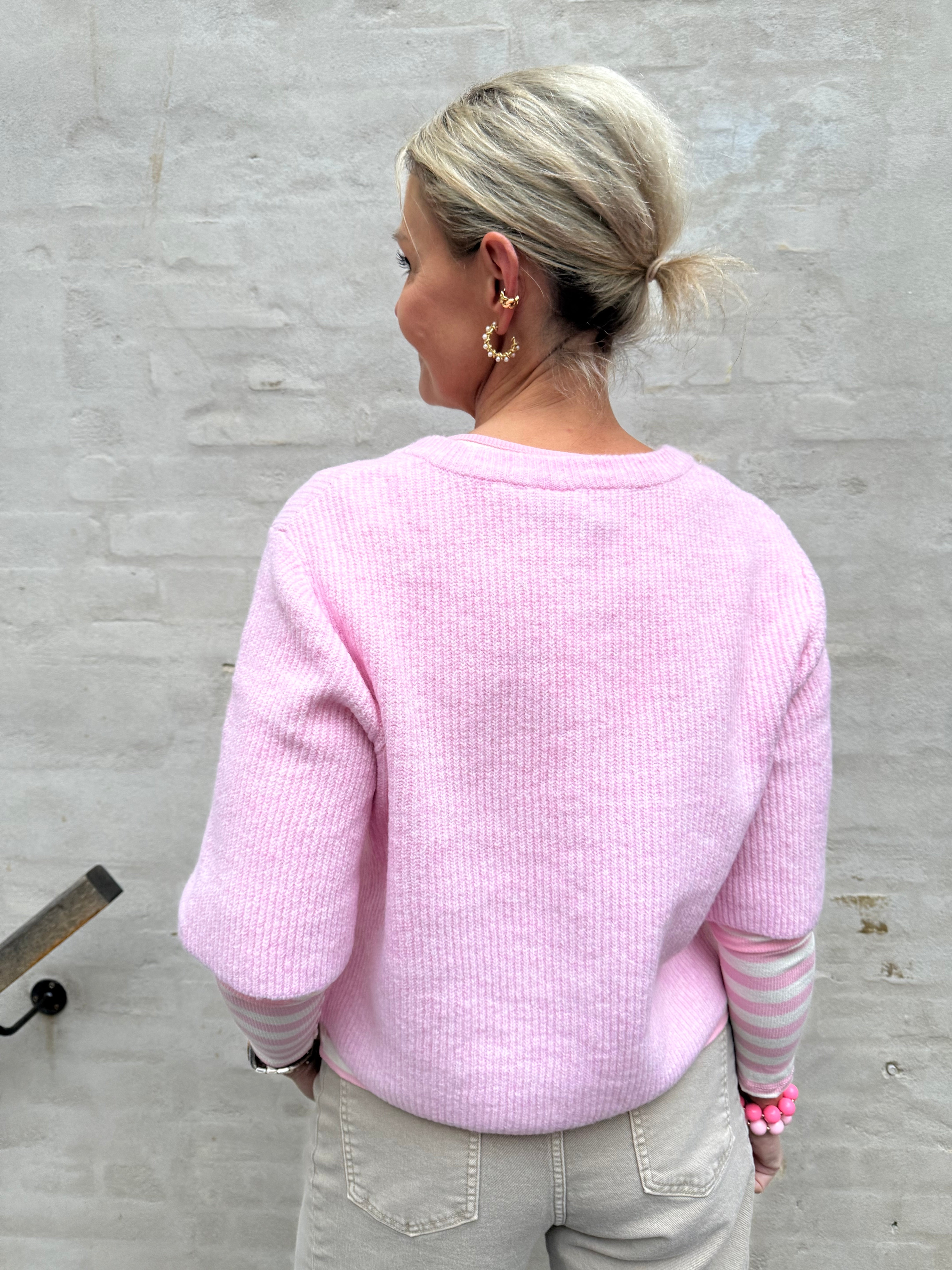 SILLY SS O-NECK KNIT CARDIGAN - Roseate Spoonbill MELANGE