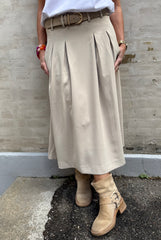 Anya Midi Pleat Skirt - Sand