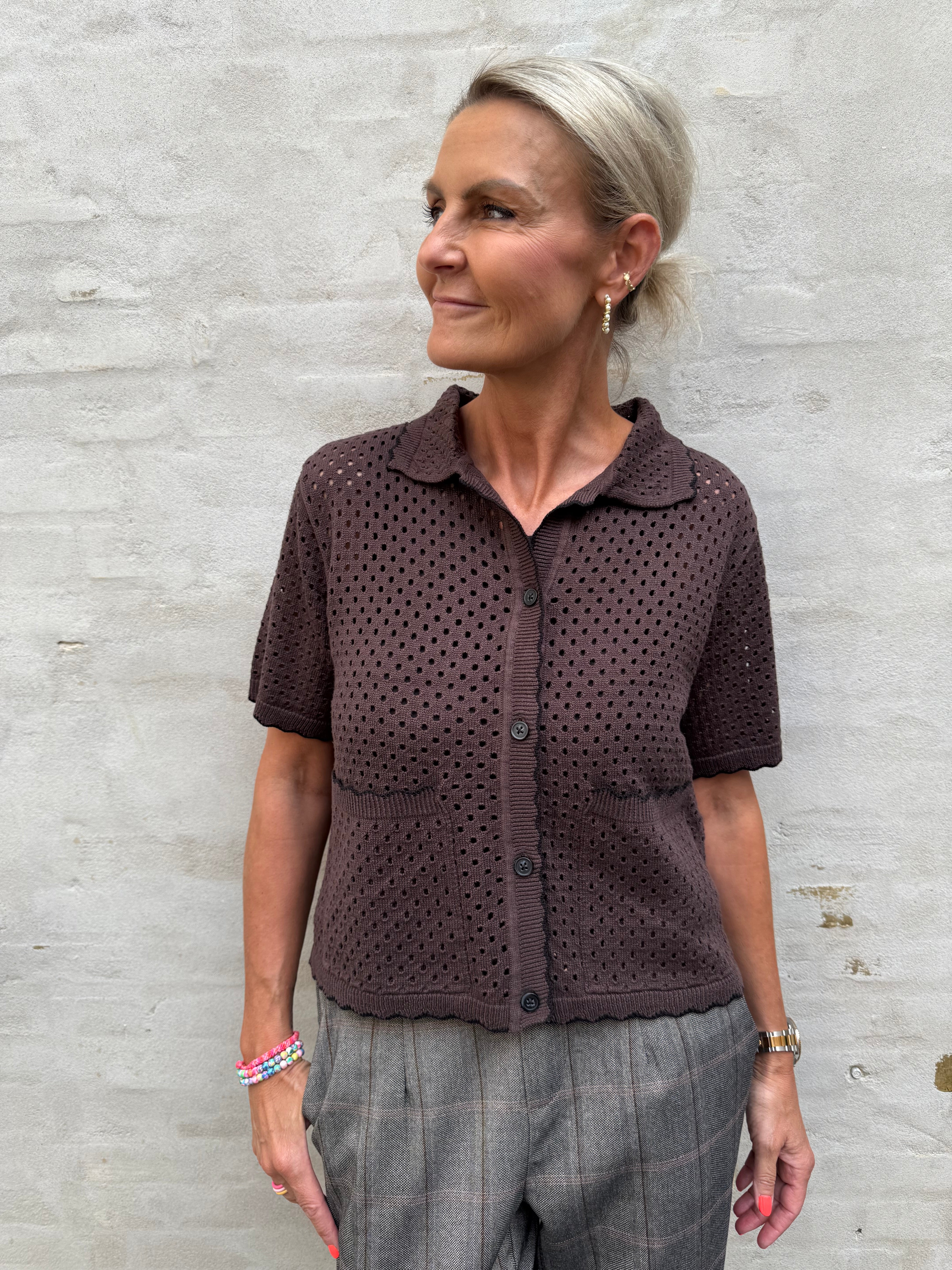 LYNEL CARDIGAN - Seal Brown Black