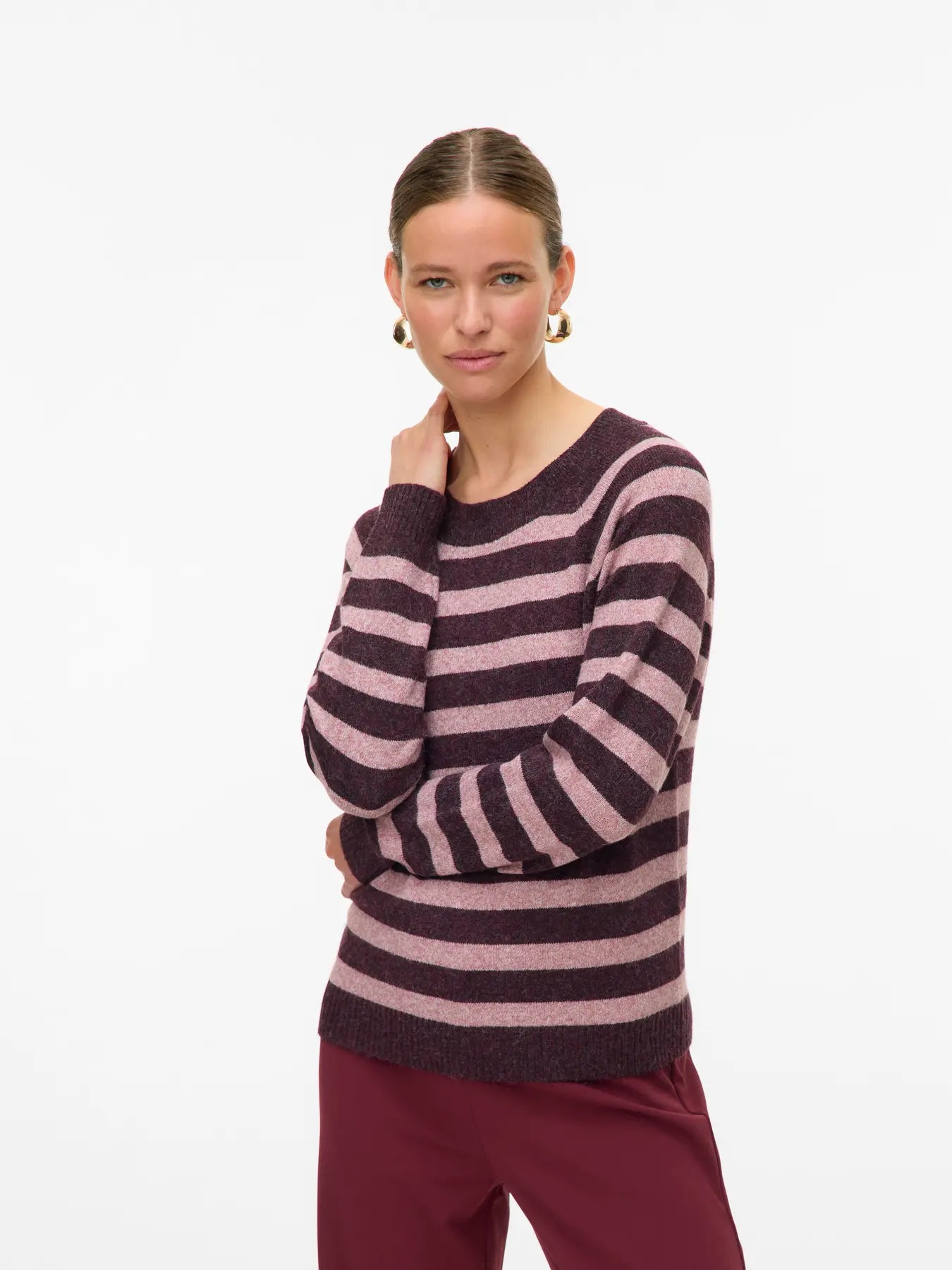 DOFFY O-NECK BLOUSE - Winetasting_W. ROSE BROWN