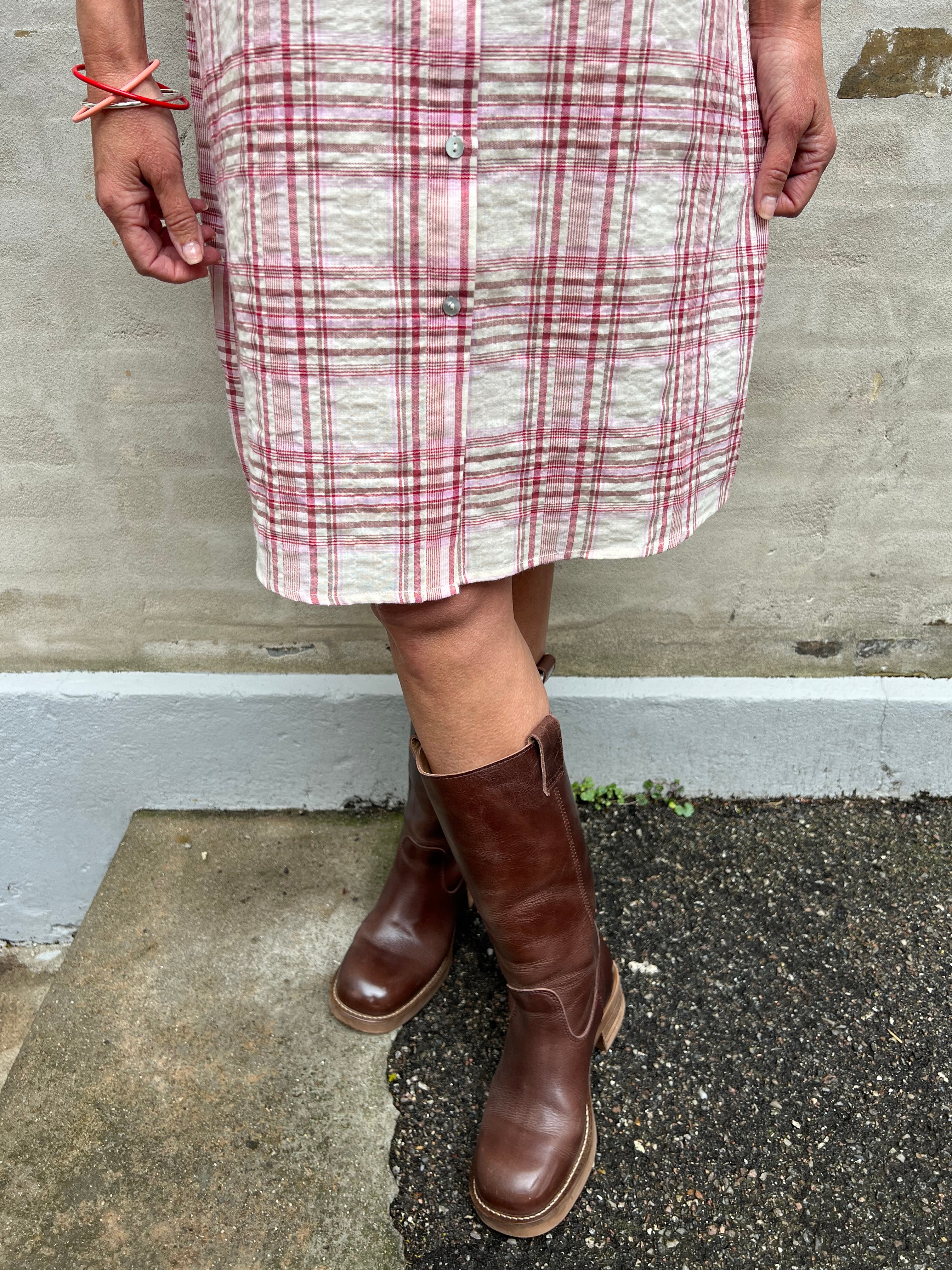 Mili Check Patch Dress - Red Check