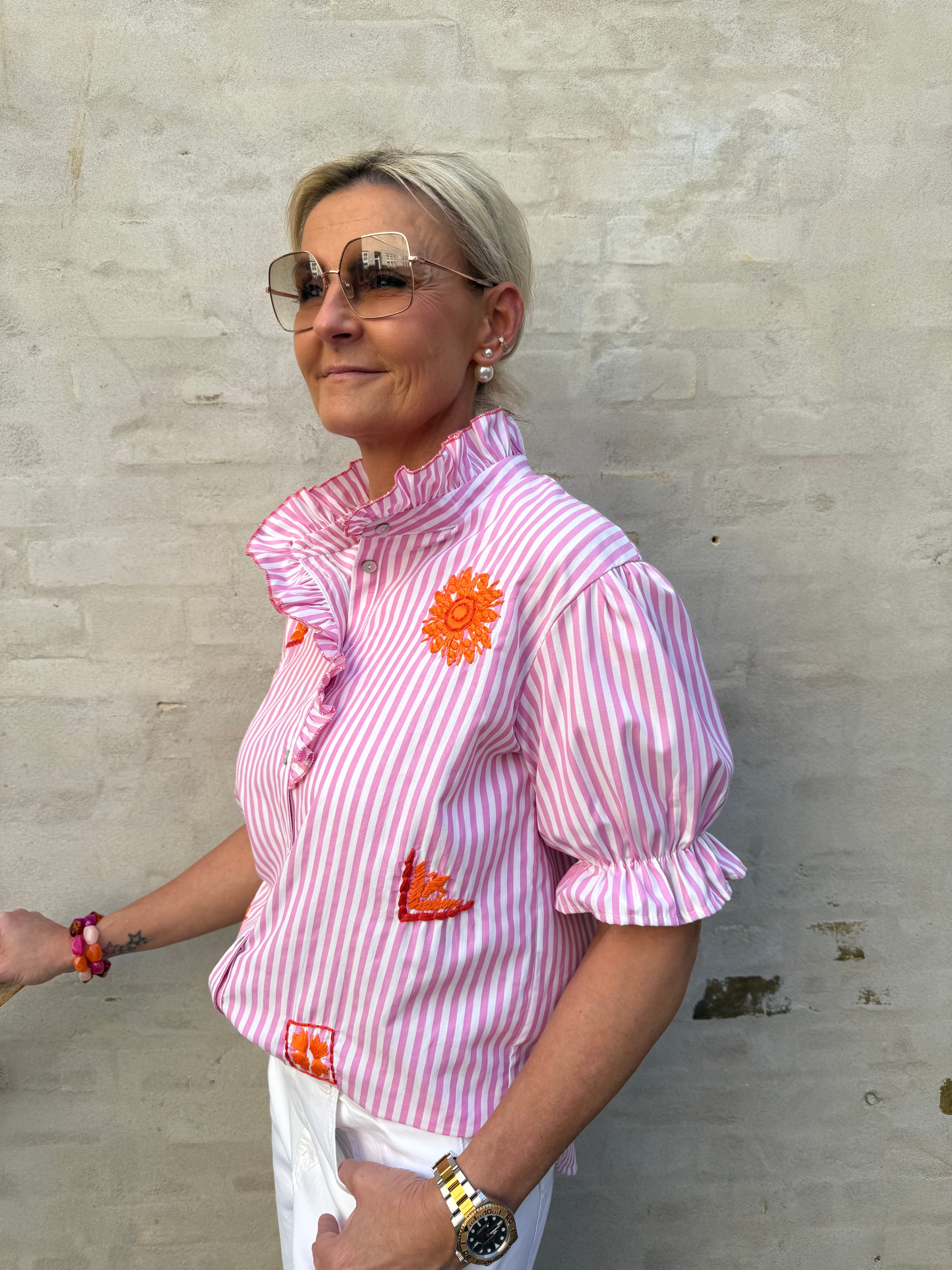 Ebba Shirt - White/Pink/Orange