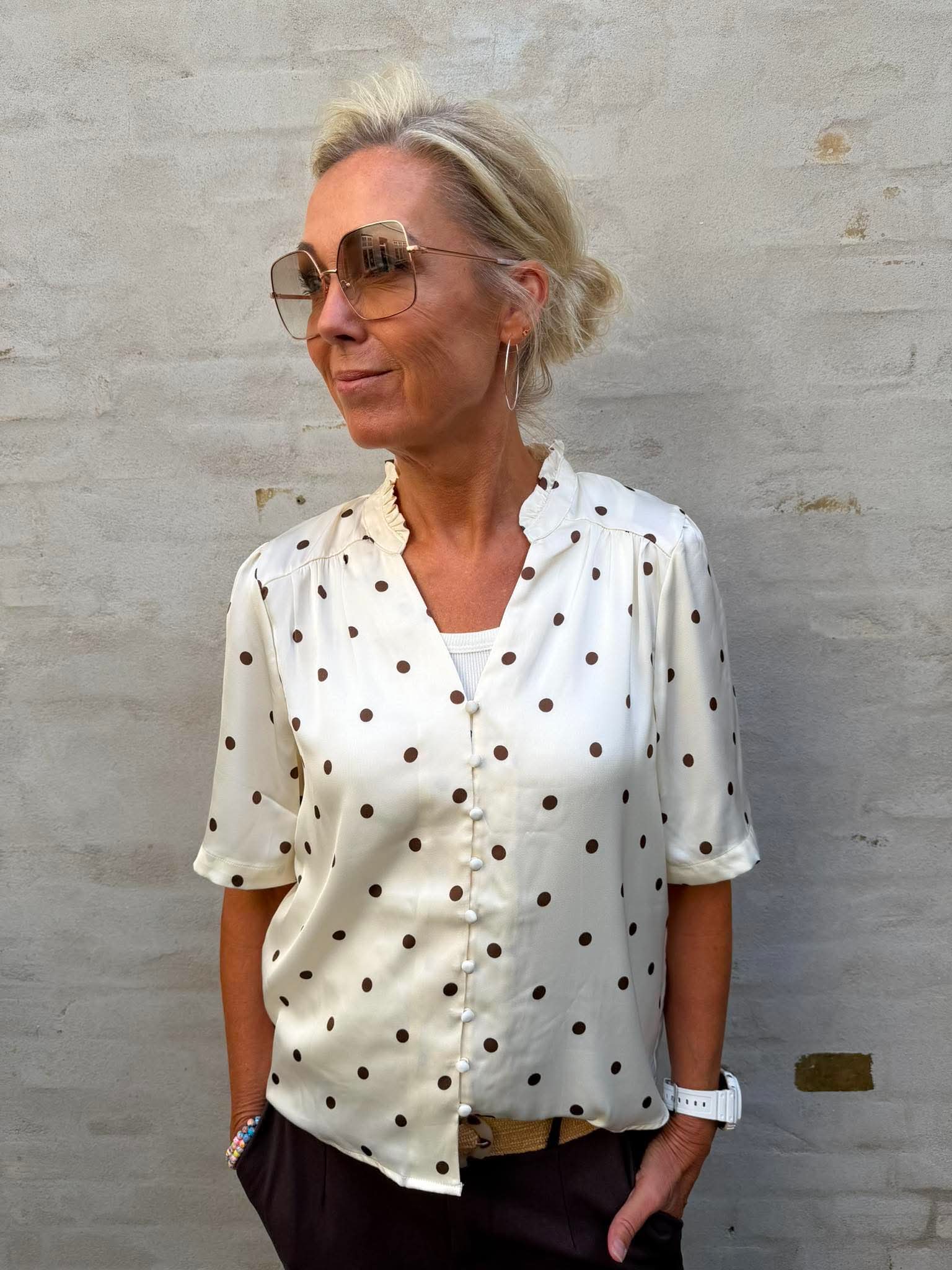 Torana Dotted Blouse - Creme