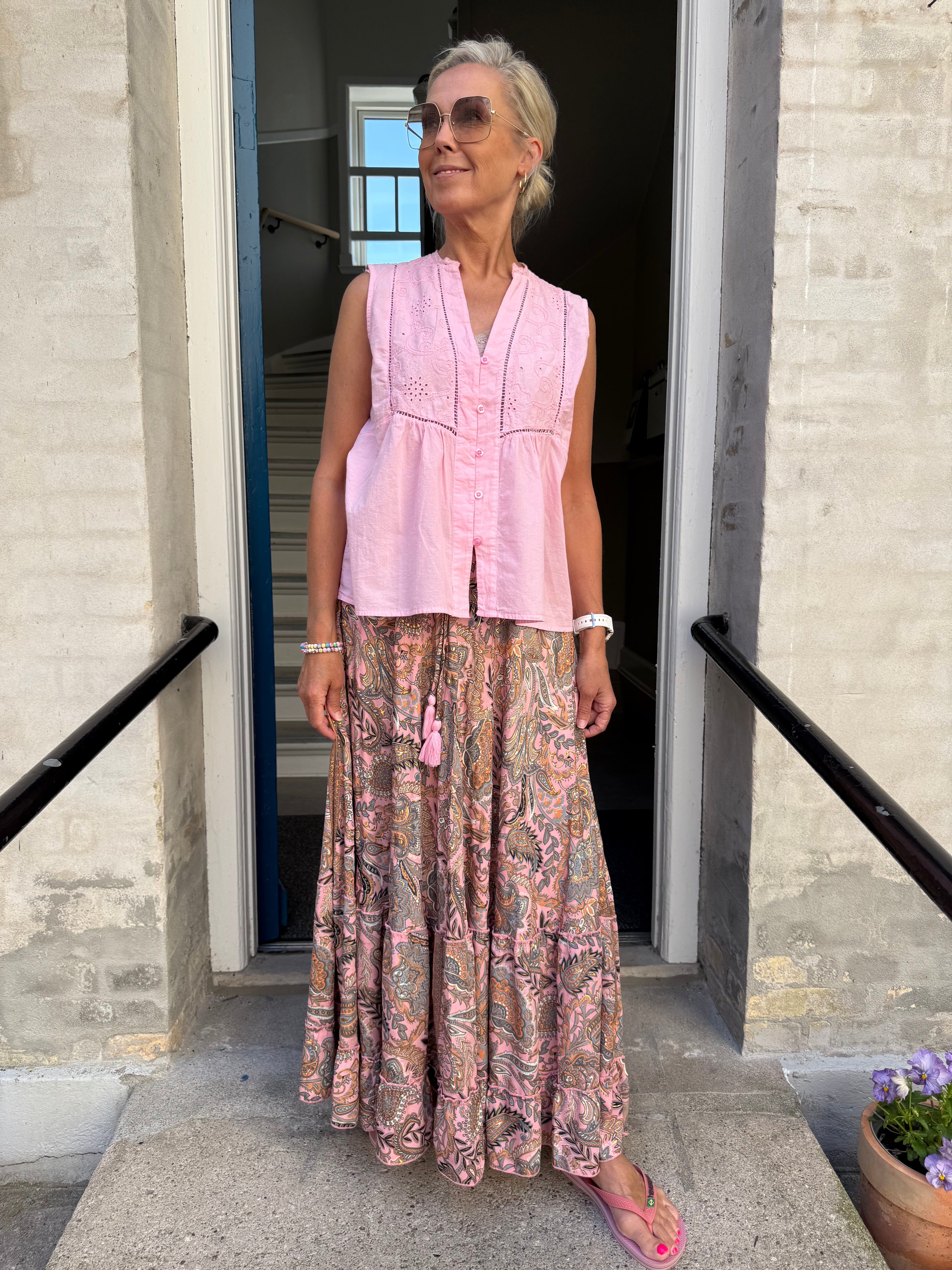 LUNA maxi frill skirt - Imperial Rose