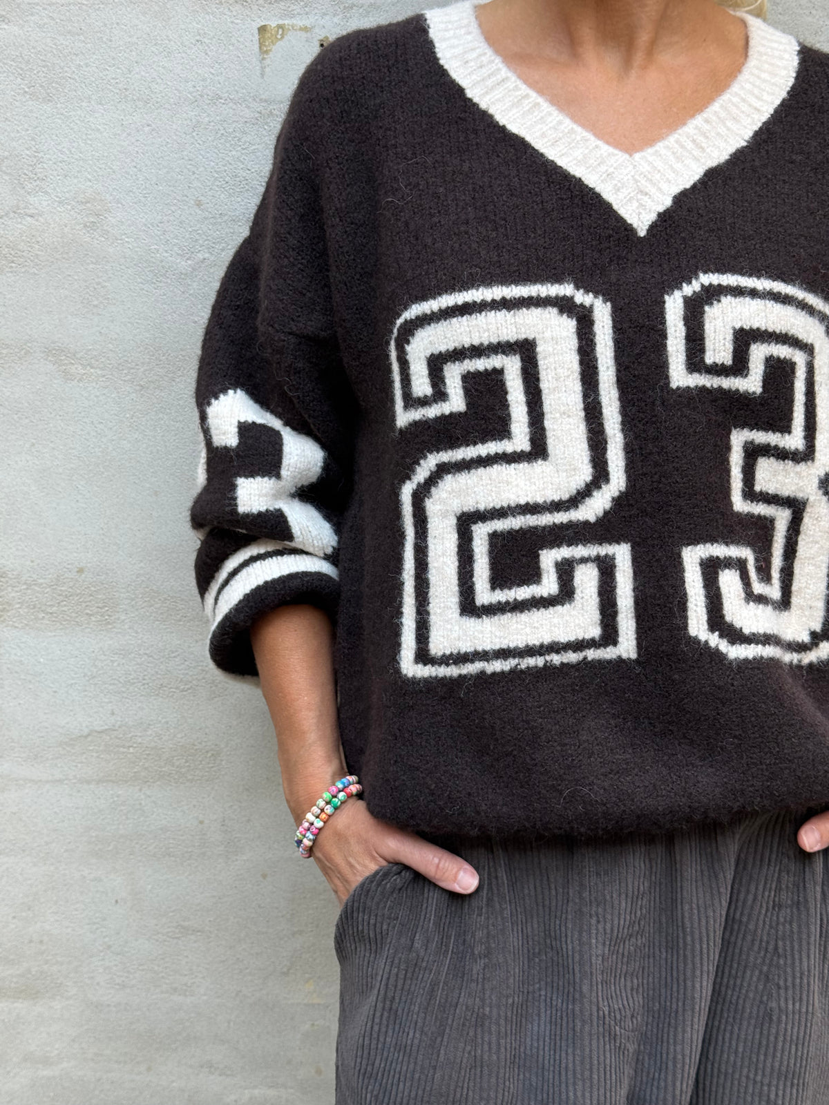 23 Pullover - Brown/White