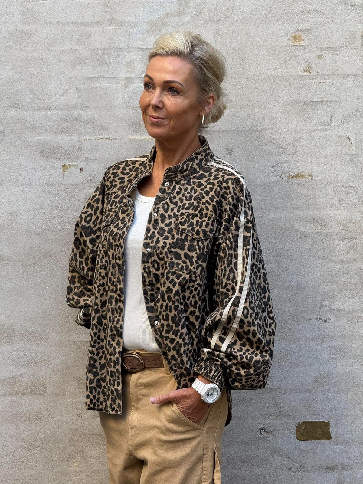 BasmaGO Jull Jacket Shirt - Leopard Print/Cream Stripe