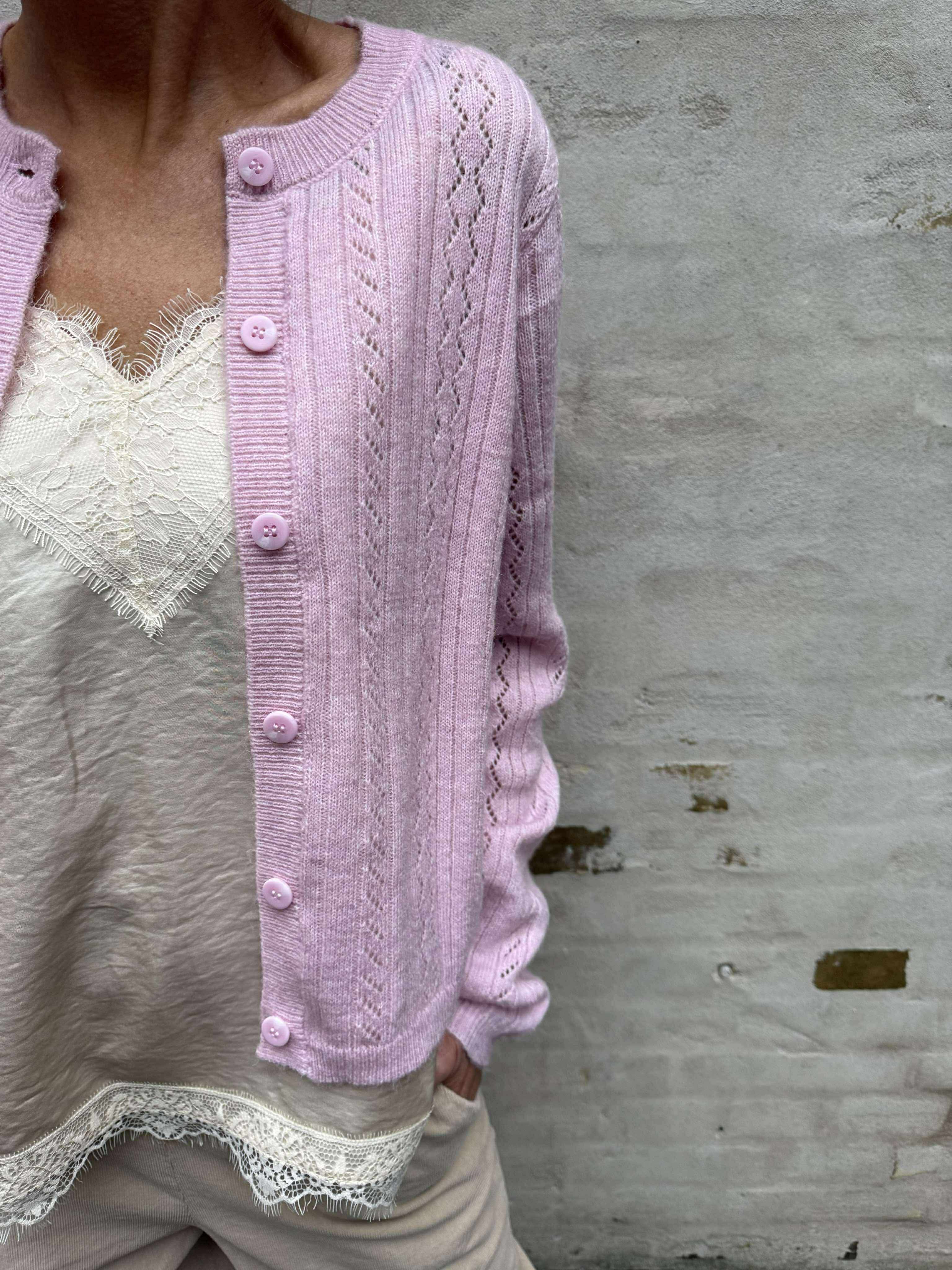 APRIL LIFE LS O-NECK CARDIGAN - Fragrant Lilac MELANGE