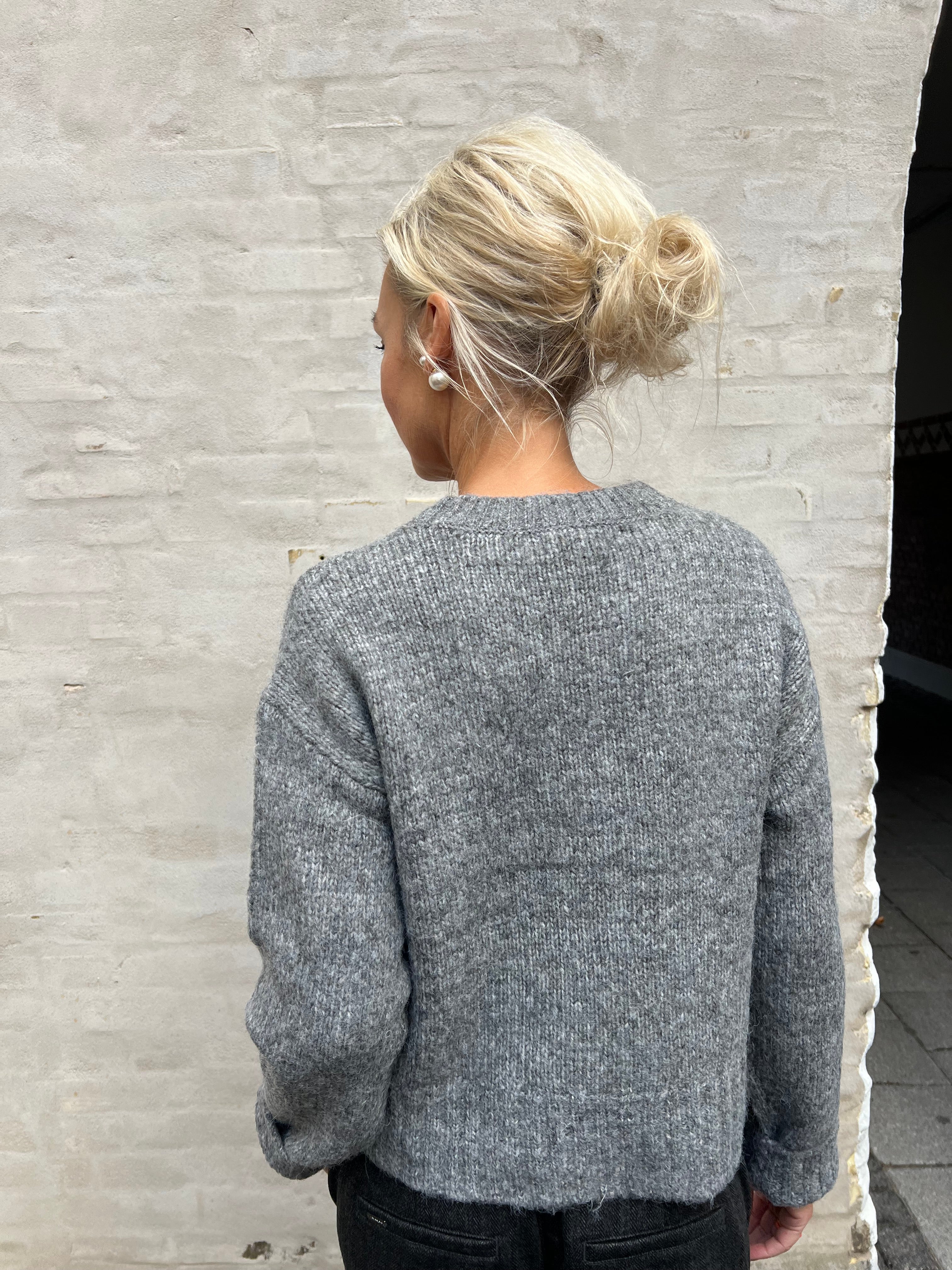 MALONE L/S O-NECK PULLOVER - Medium Grey Melange