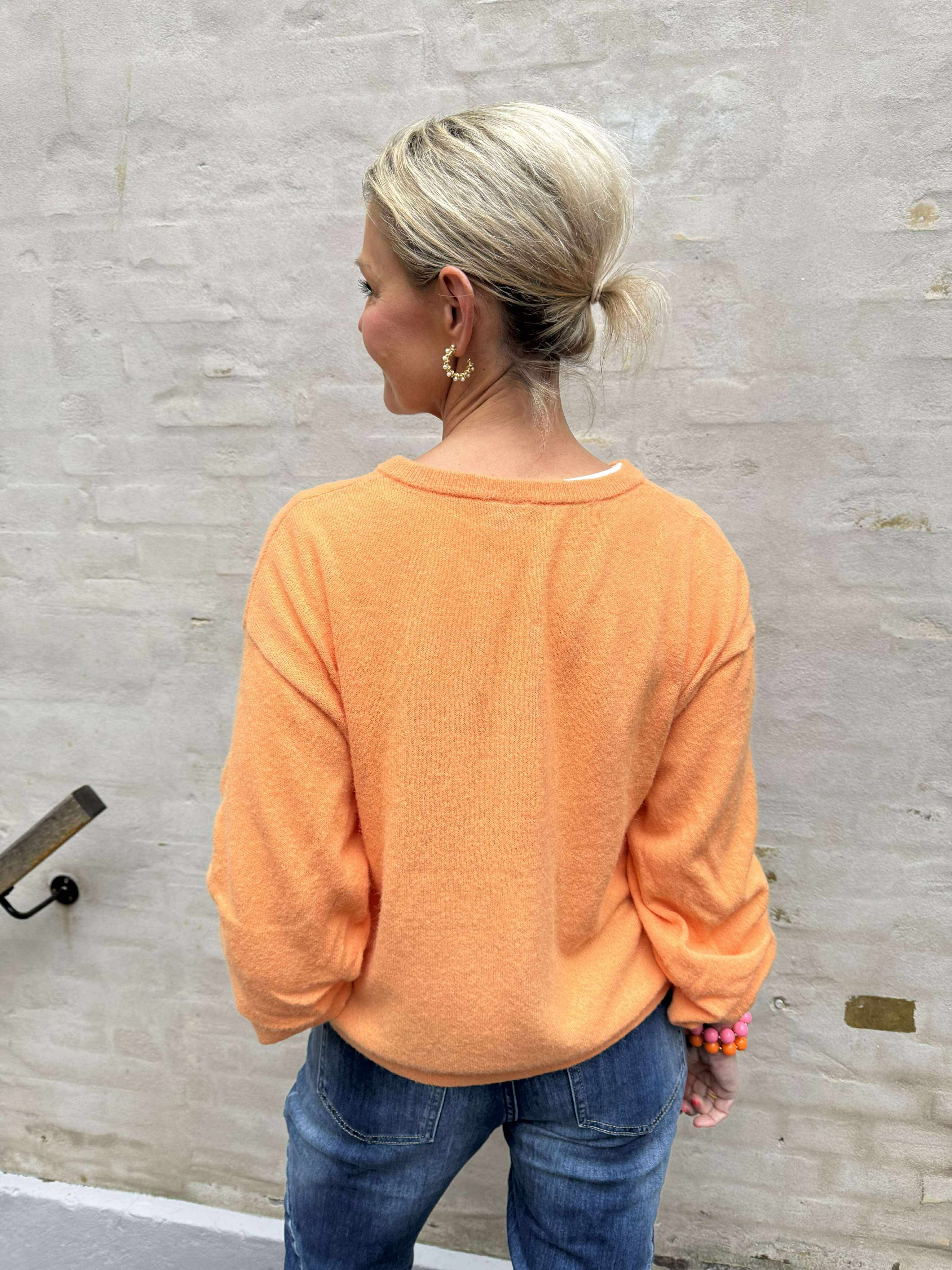 NAOMI LS O-NECK KNIT CARDIGAN - Russet Orange MELANGE