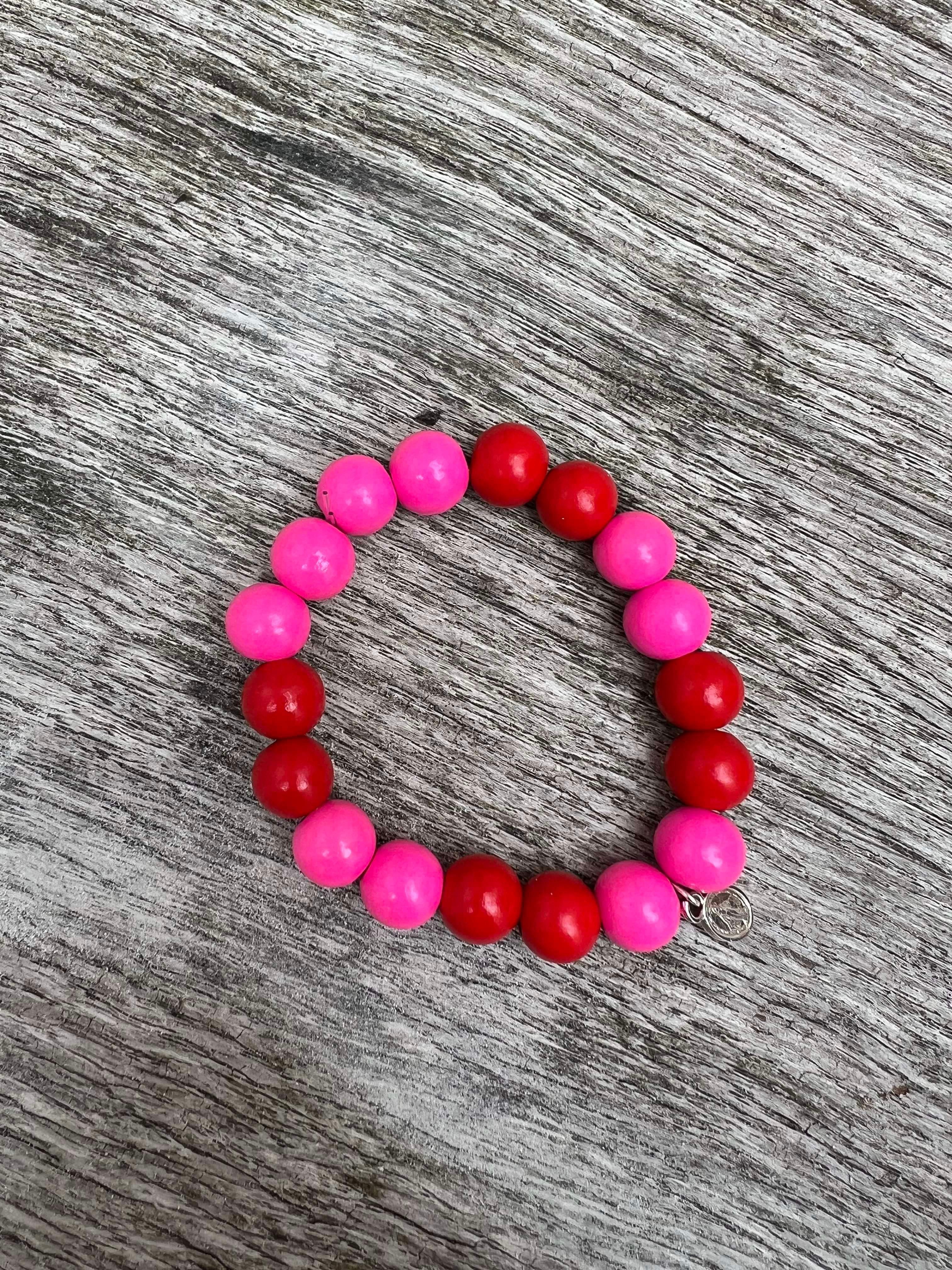 Timber bracelet red / neon pink