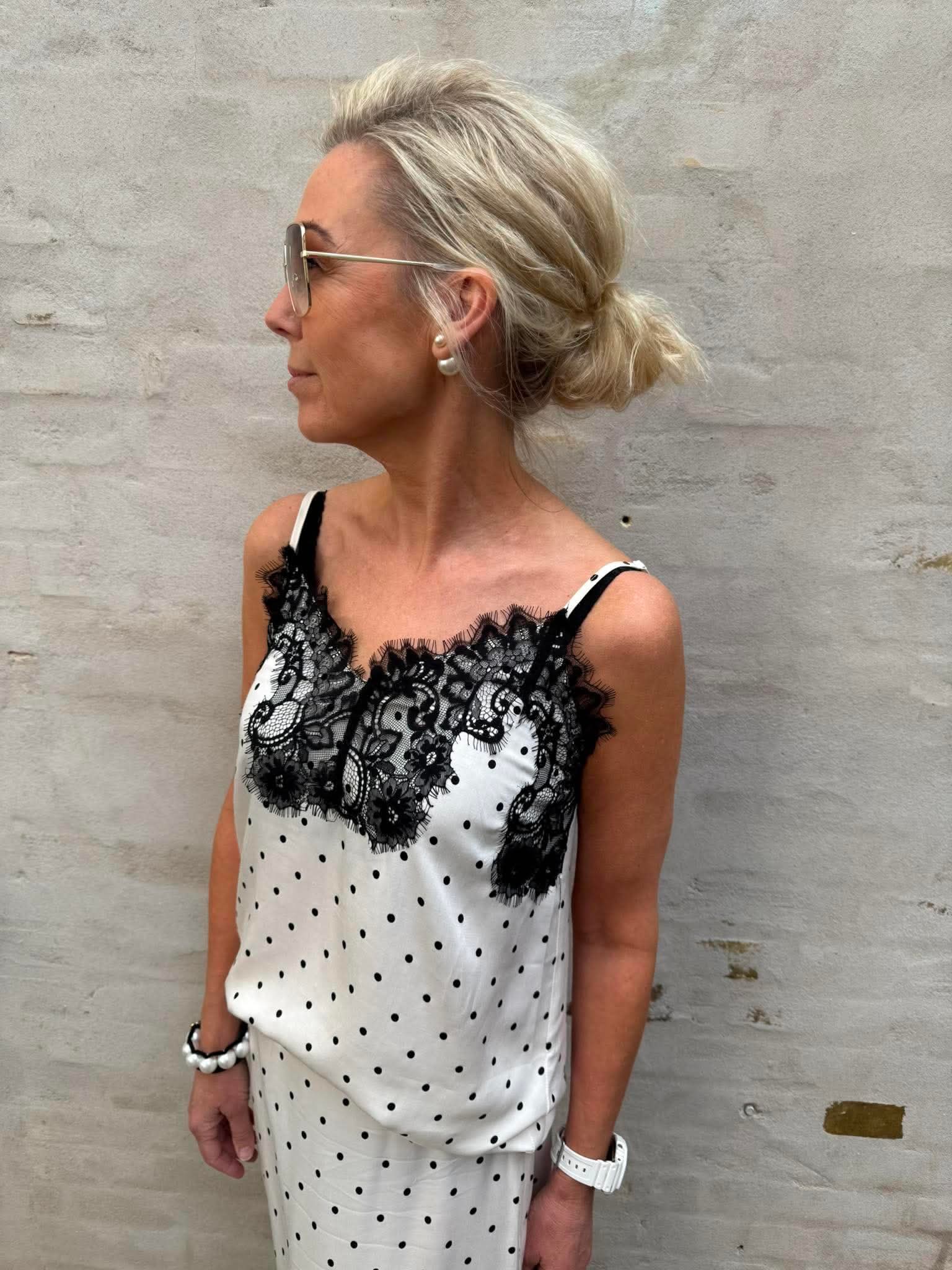 AmeliCC Dot Lace Singlet - Off White