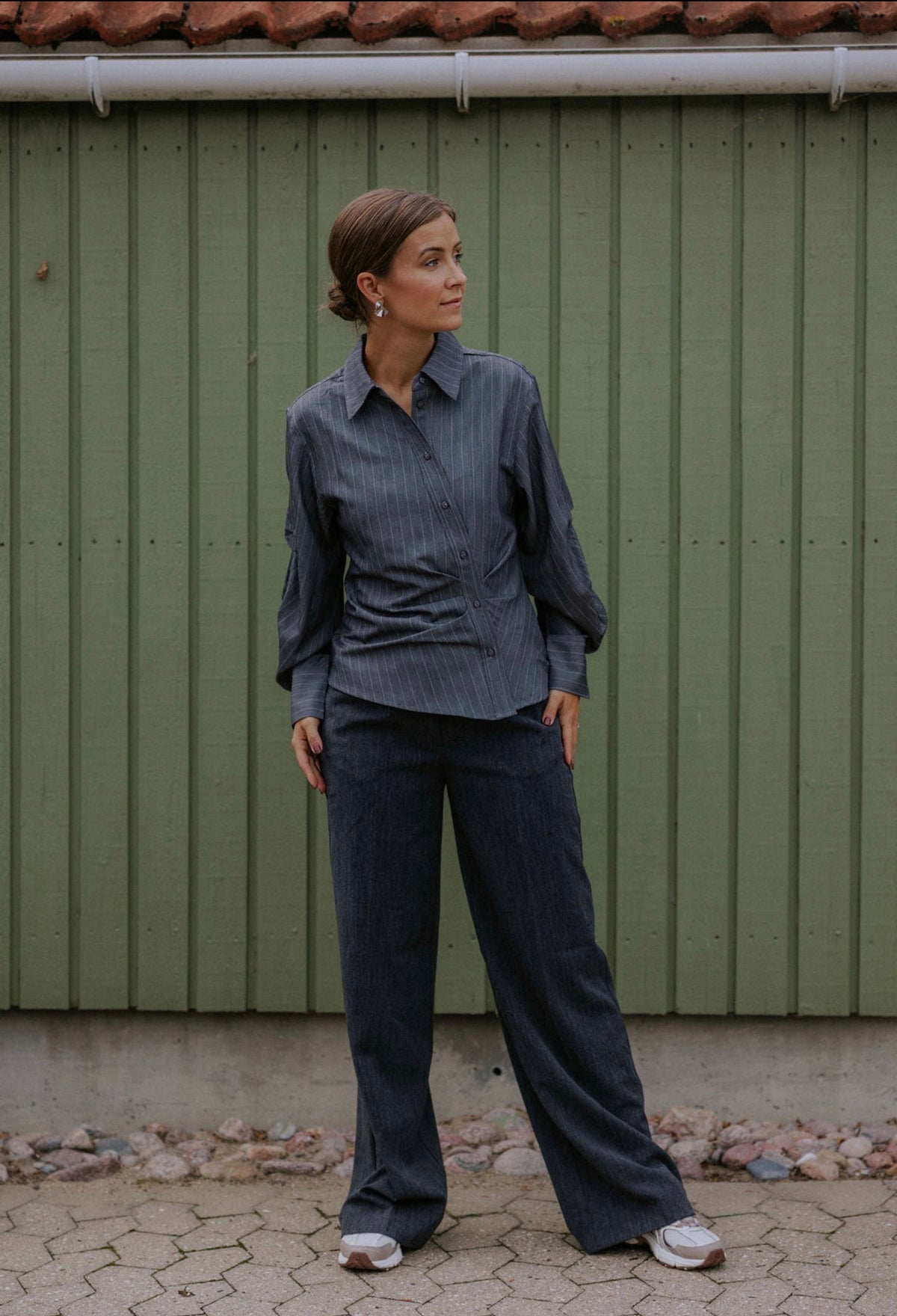 LyviaCC Asym Pin Shirt - Mellangrå