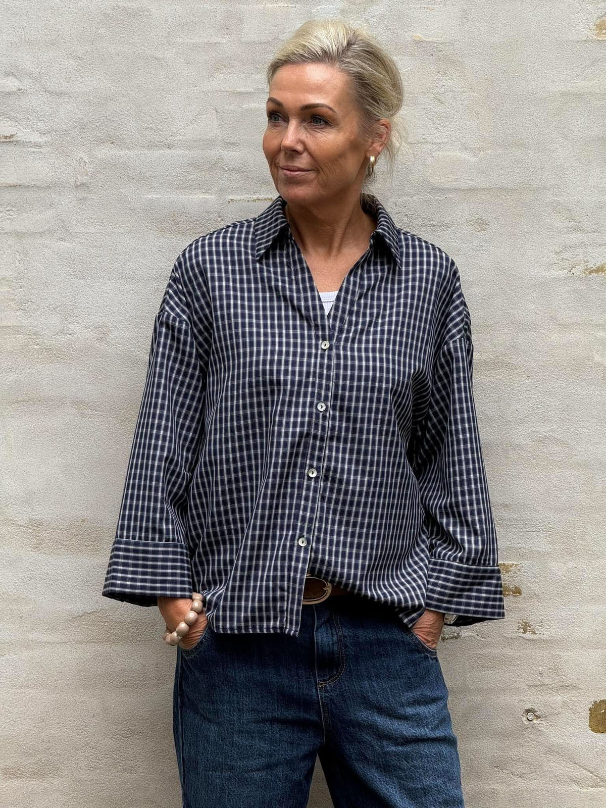 Amber Check - Navy Check