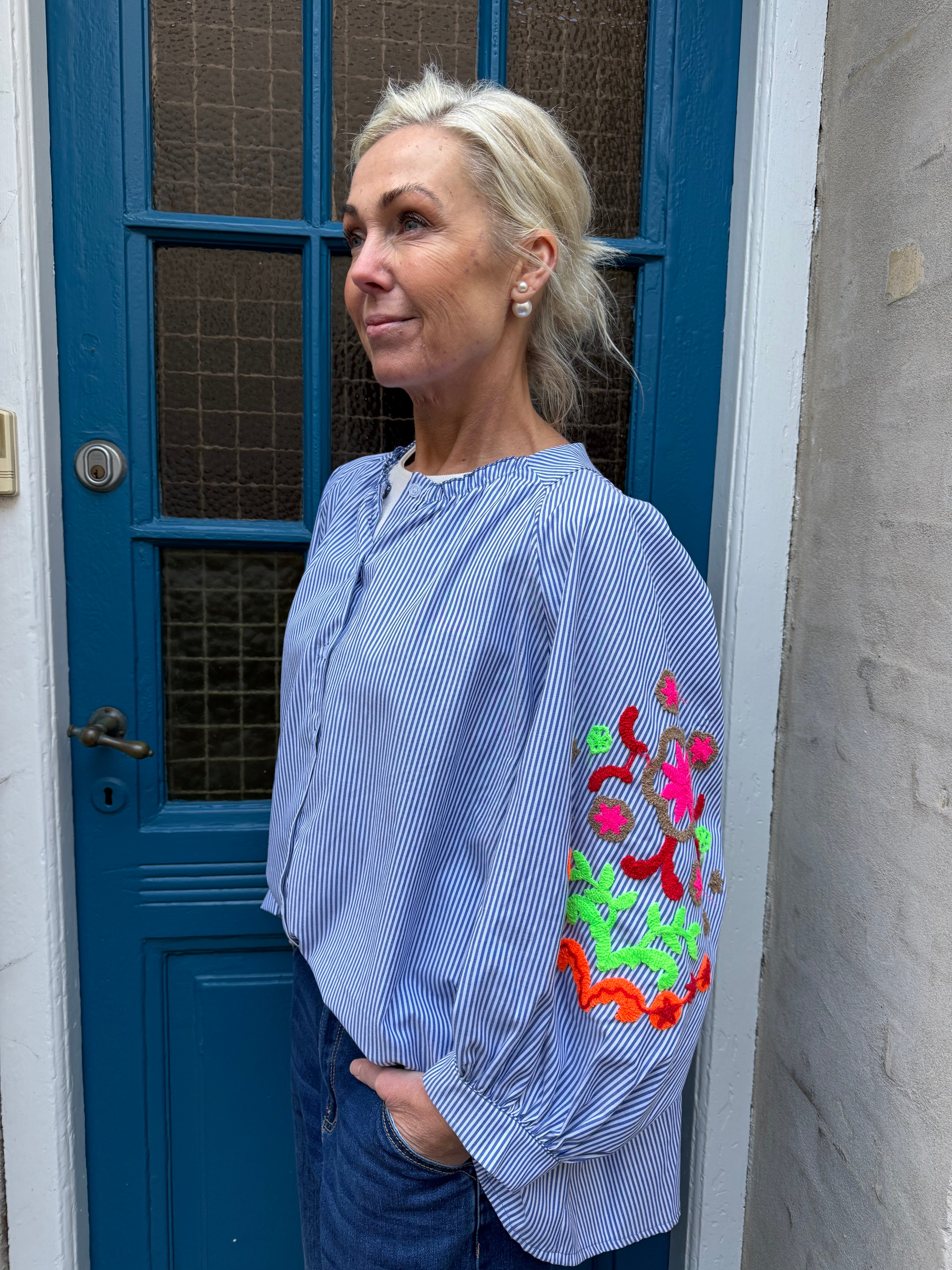 PREORDER-Aleta Shirt - Blue Denim Stripe