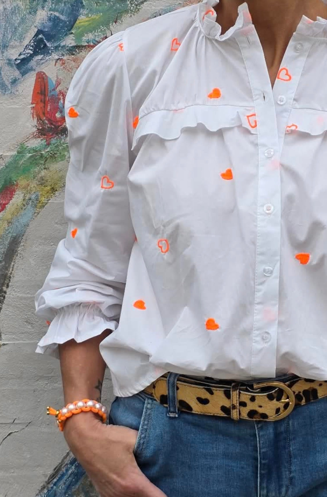 Sweet Heart Shirt - White/Orange