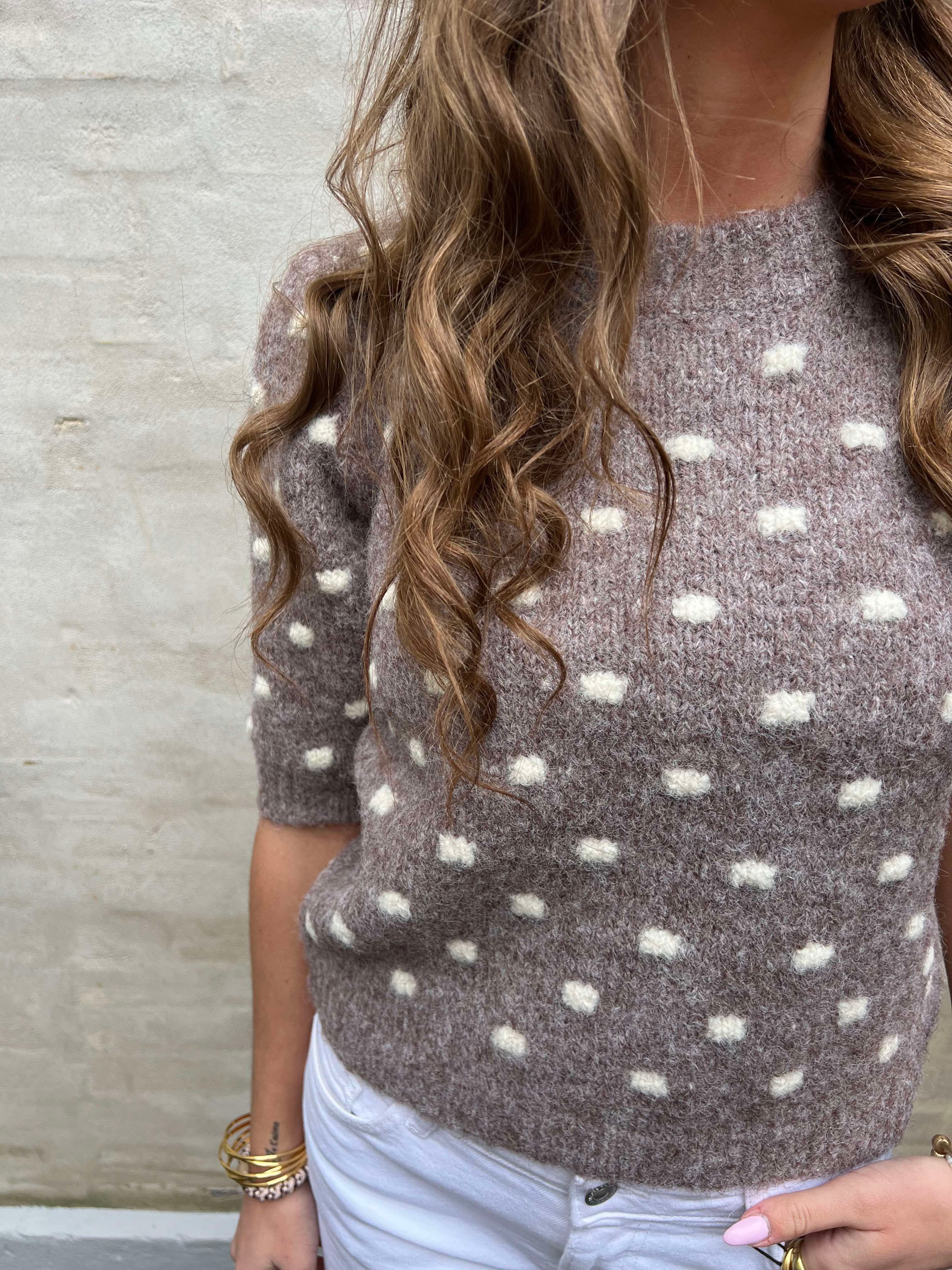 Novah dotty 2/4 o-neck pullover brown lentil