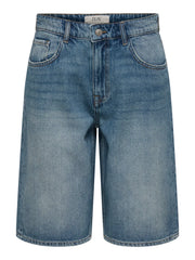 JDYLINA MW BERMUDA SHORTS - Medium Denim Blue
