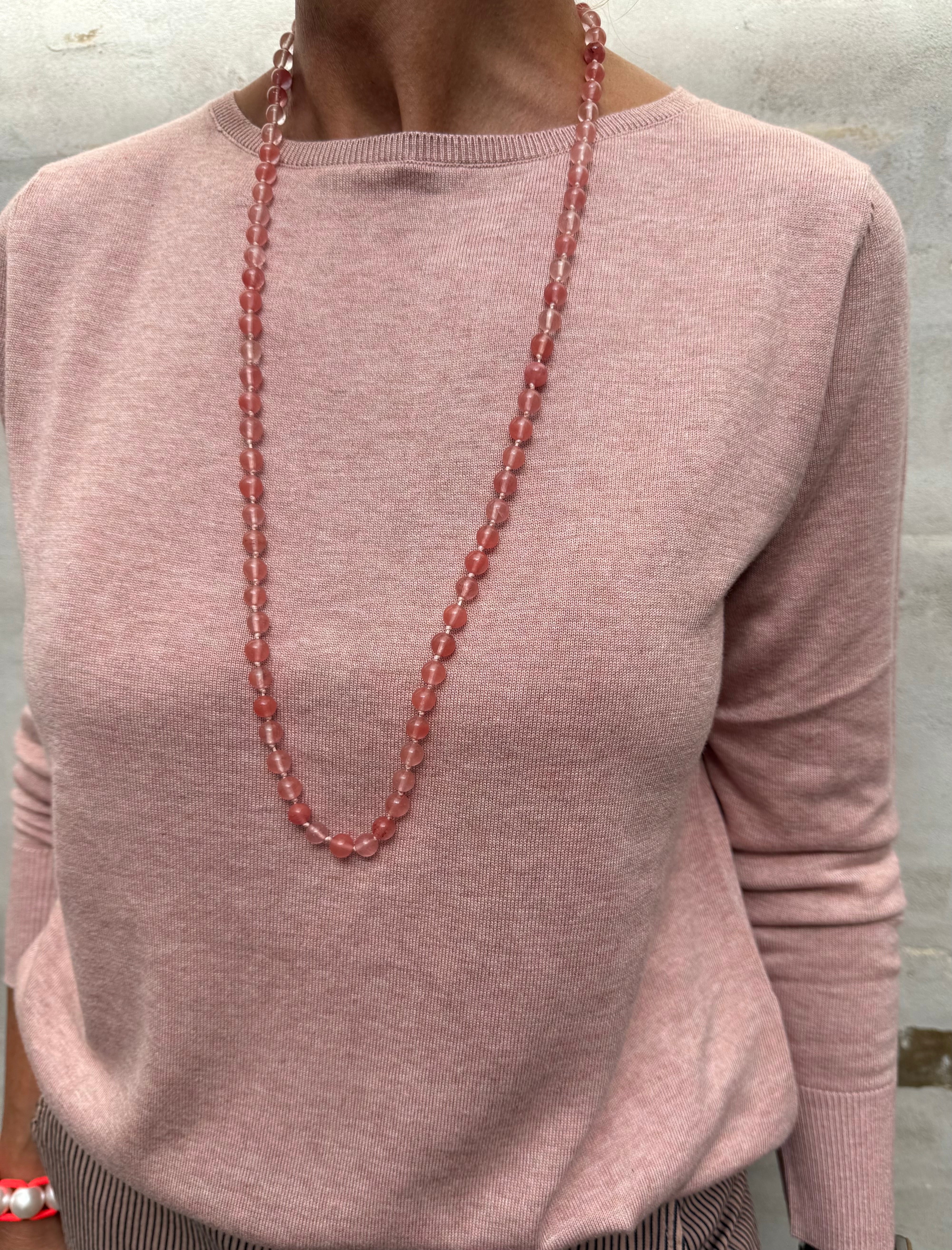 Perle halskæde lys coral