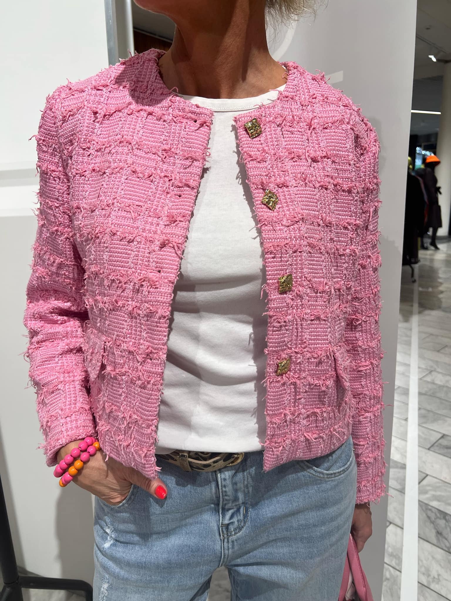 Cala check boucle jacket candyfloss