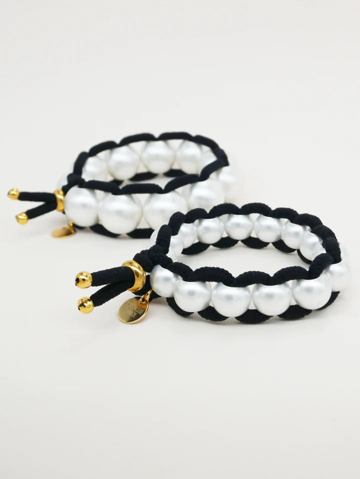 Colored Elastic & Shell Pearls SMALL - Black