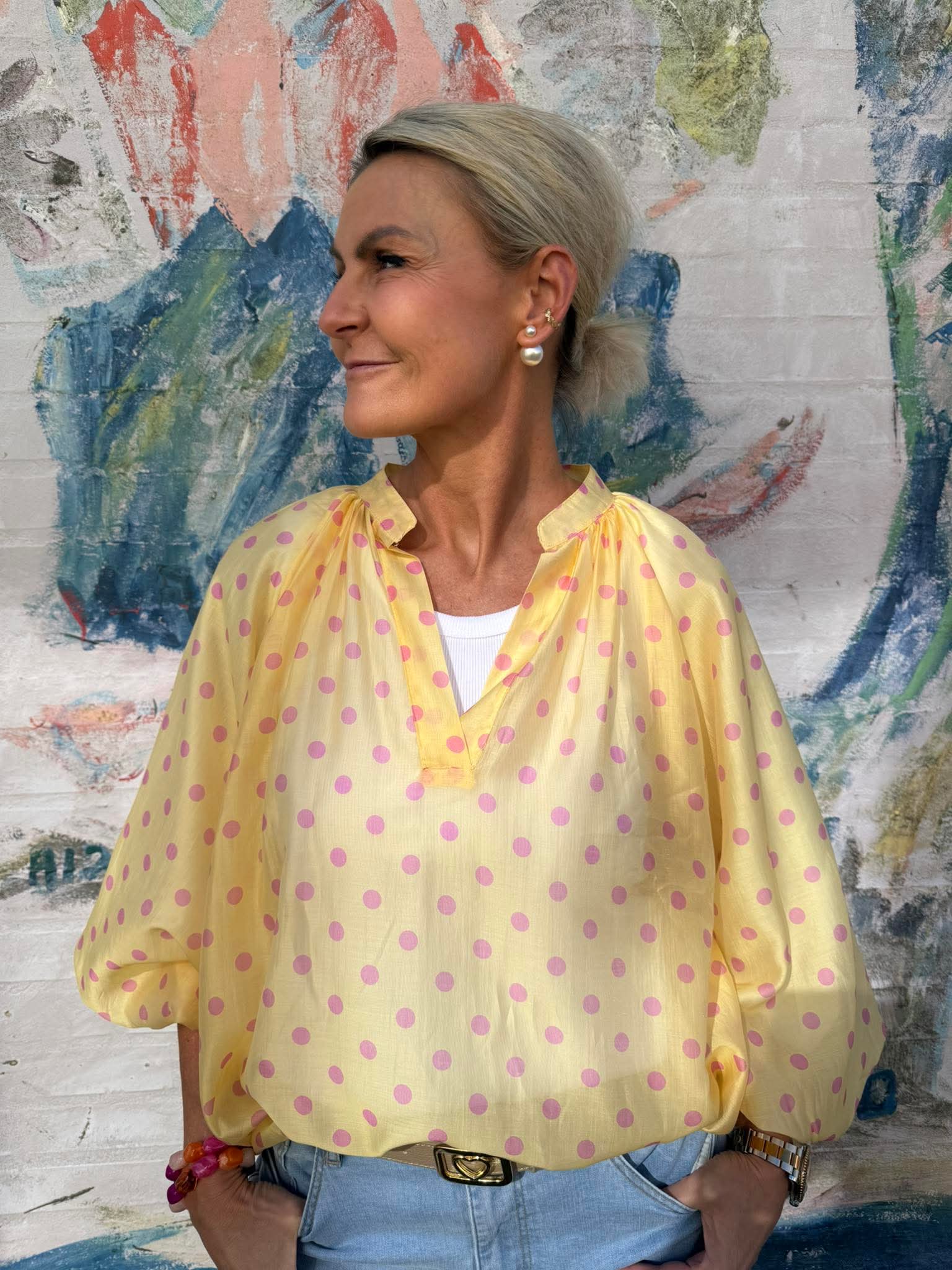 Melona Blouse - Yellow Dot