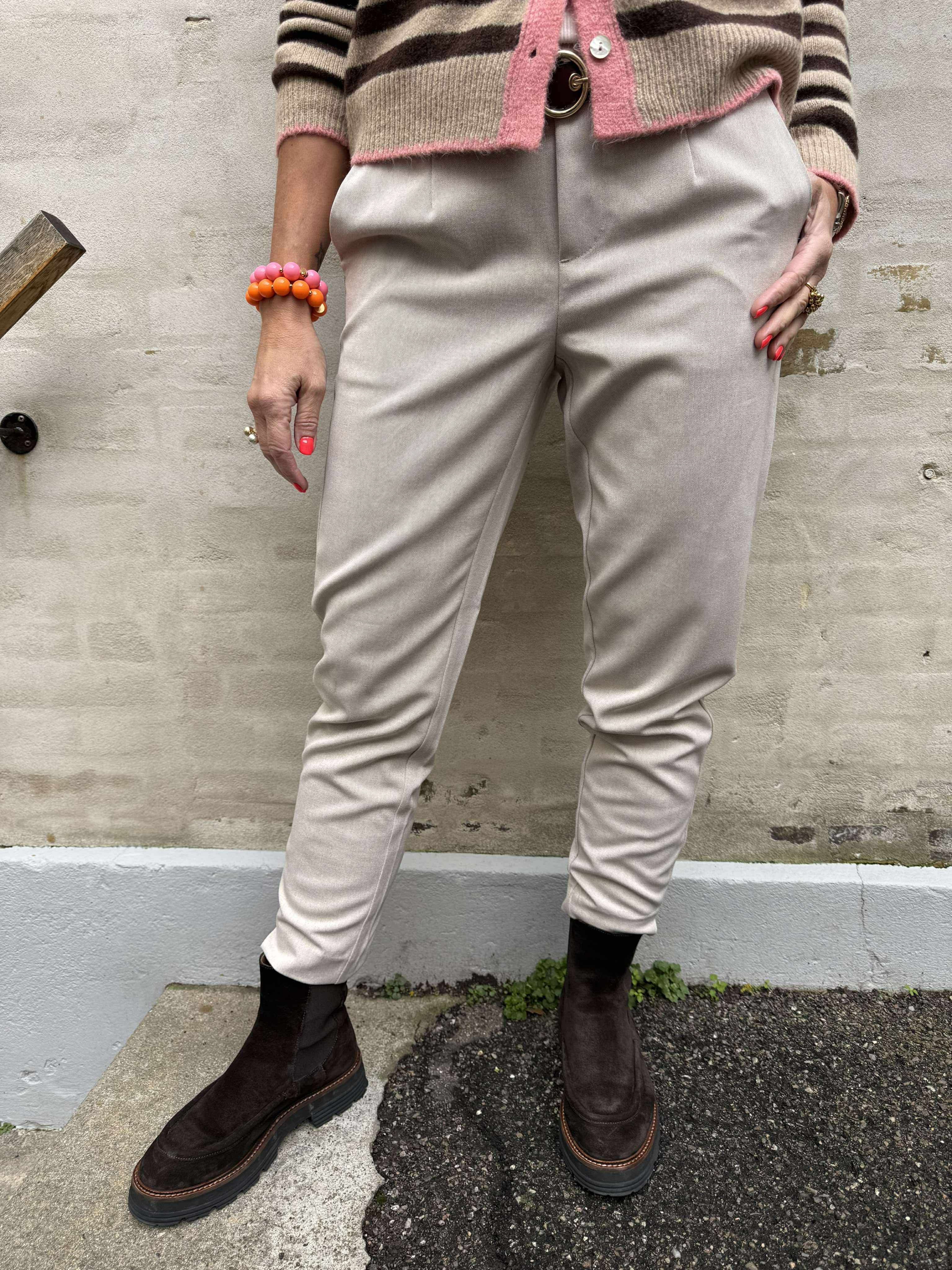 Lisa Slim Pant - Humus Melange