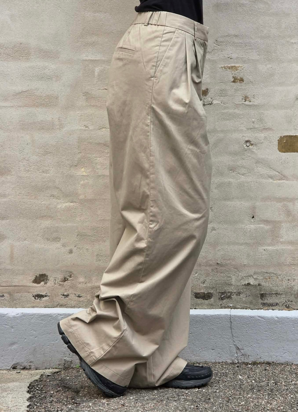 PAM HW WIDE LEG PANTS - Greige