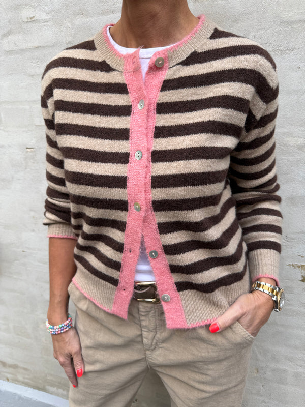 Nayse Cardigan - Mocca stripe