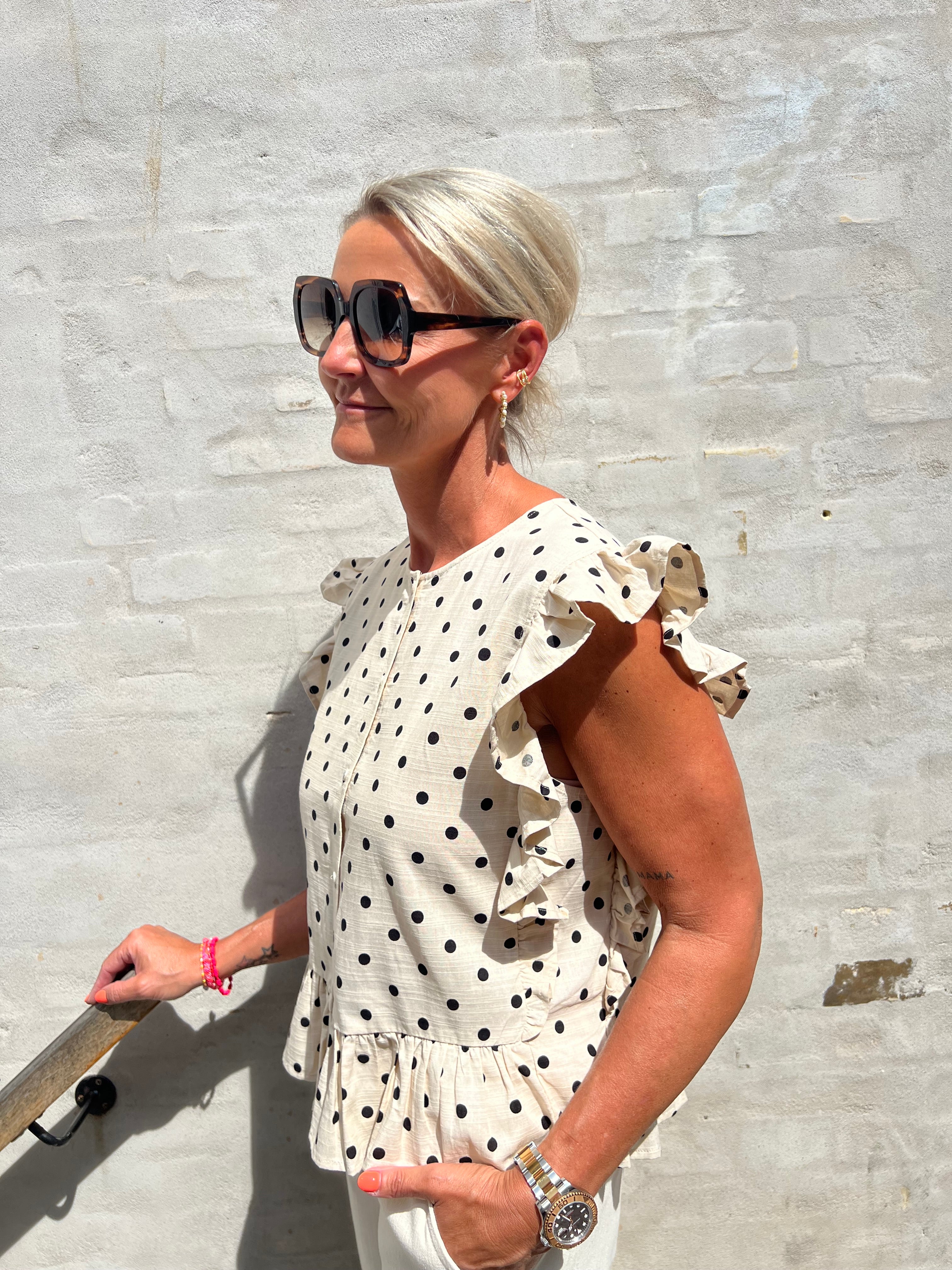 Hama Cilie re top sandshell/black dots
