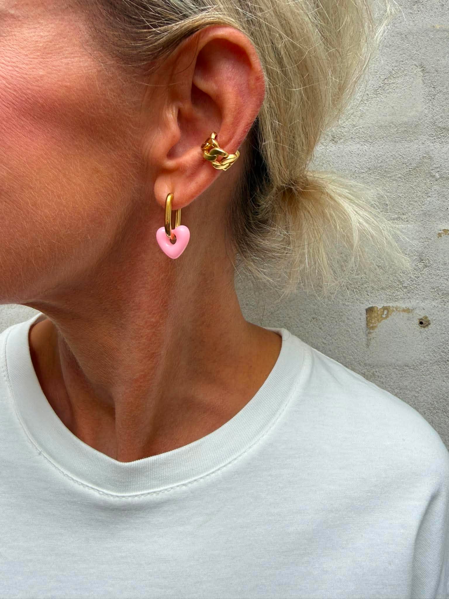 PREORDER-Sweet Heart Earing - Gold/Pink