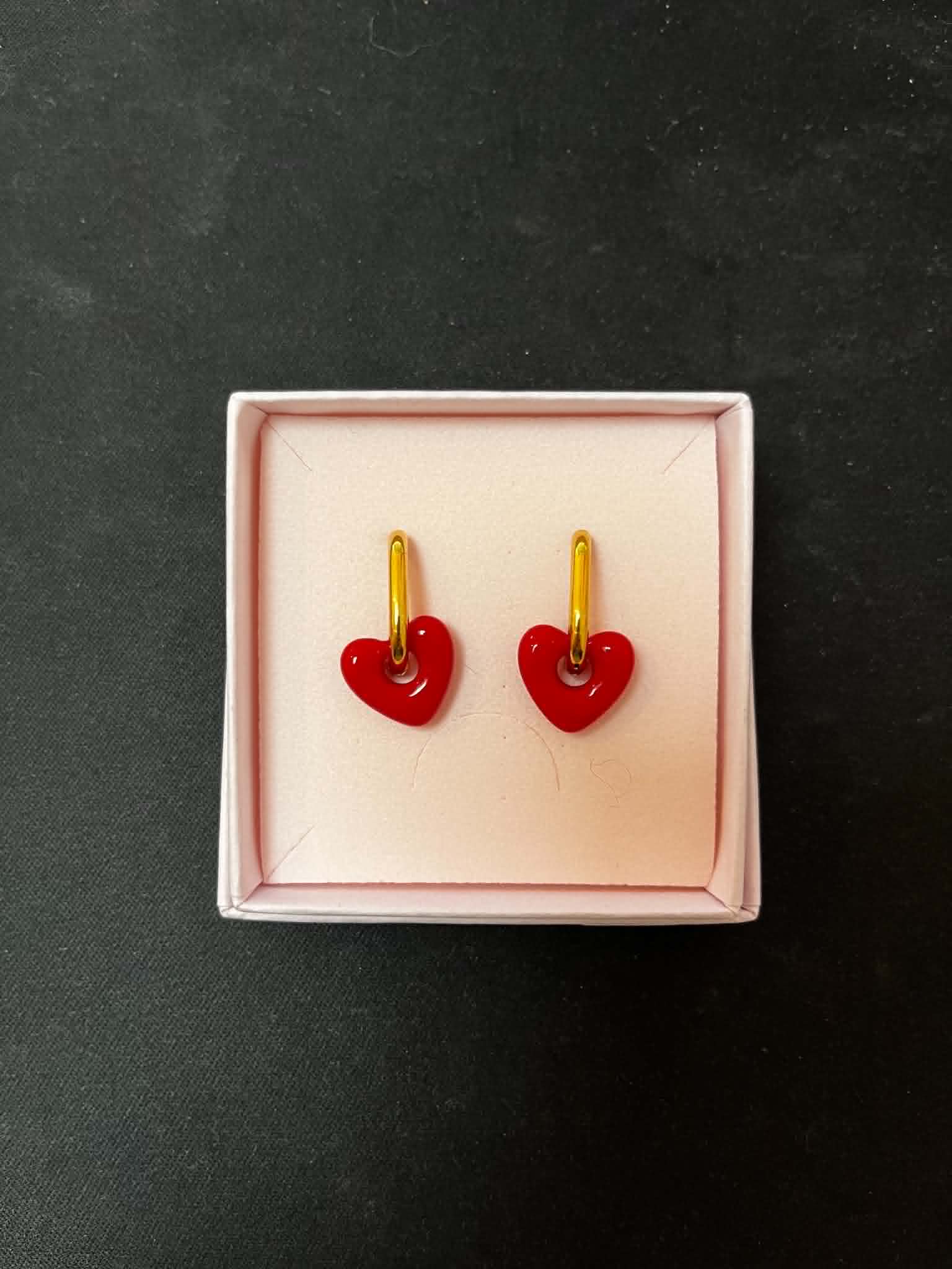 Sweet Heart Earing - Gold/Red
